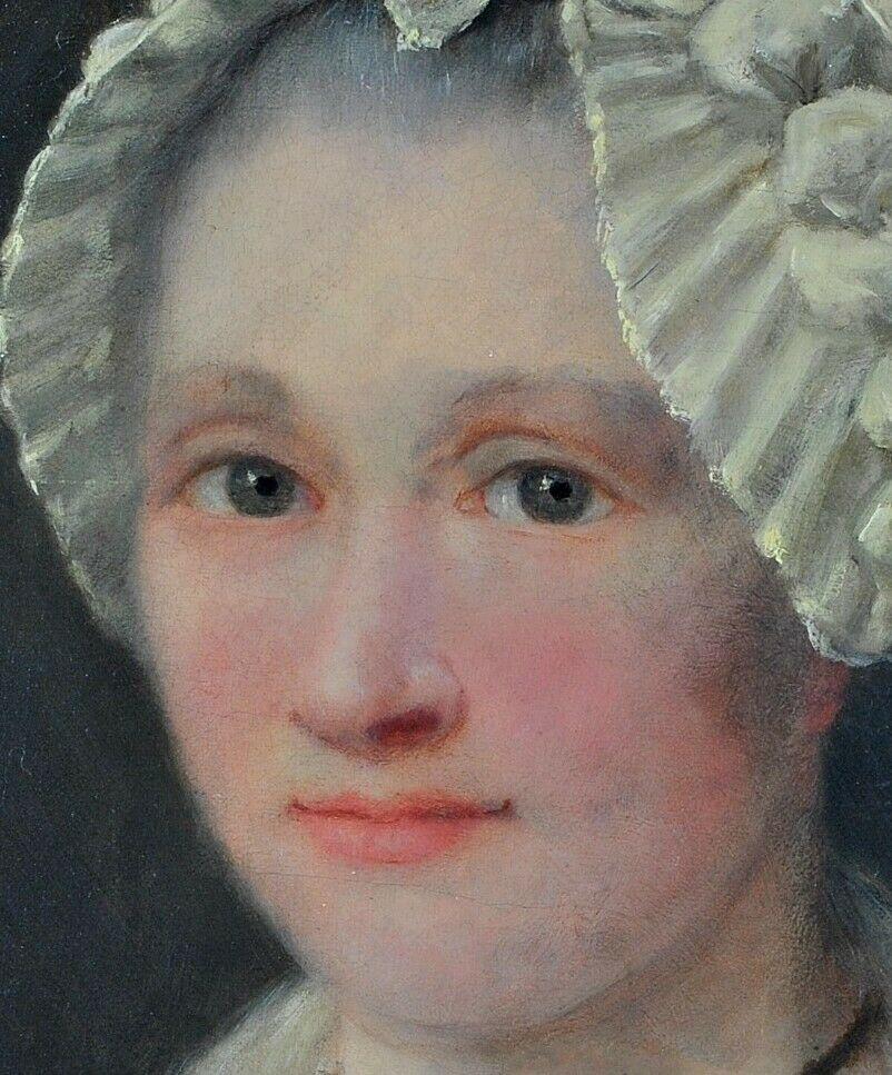 Portrait of a Lady - 18th Century French Oil on Canvas Antique Painting 1