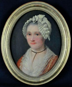 Portrait of a Lady - 18th Century French Oil on Canvas Antique Painting