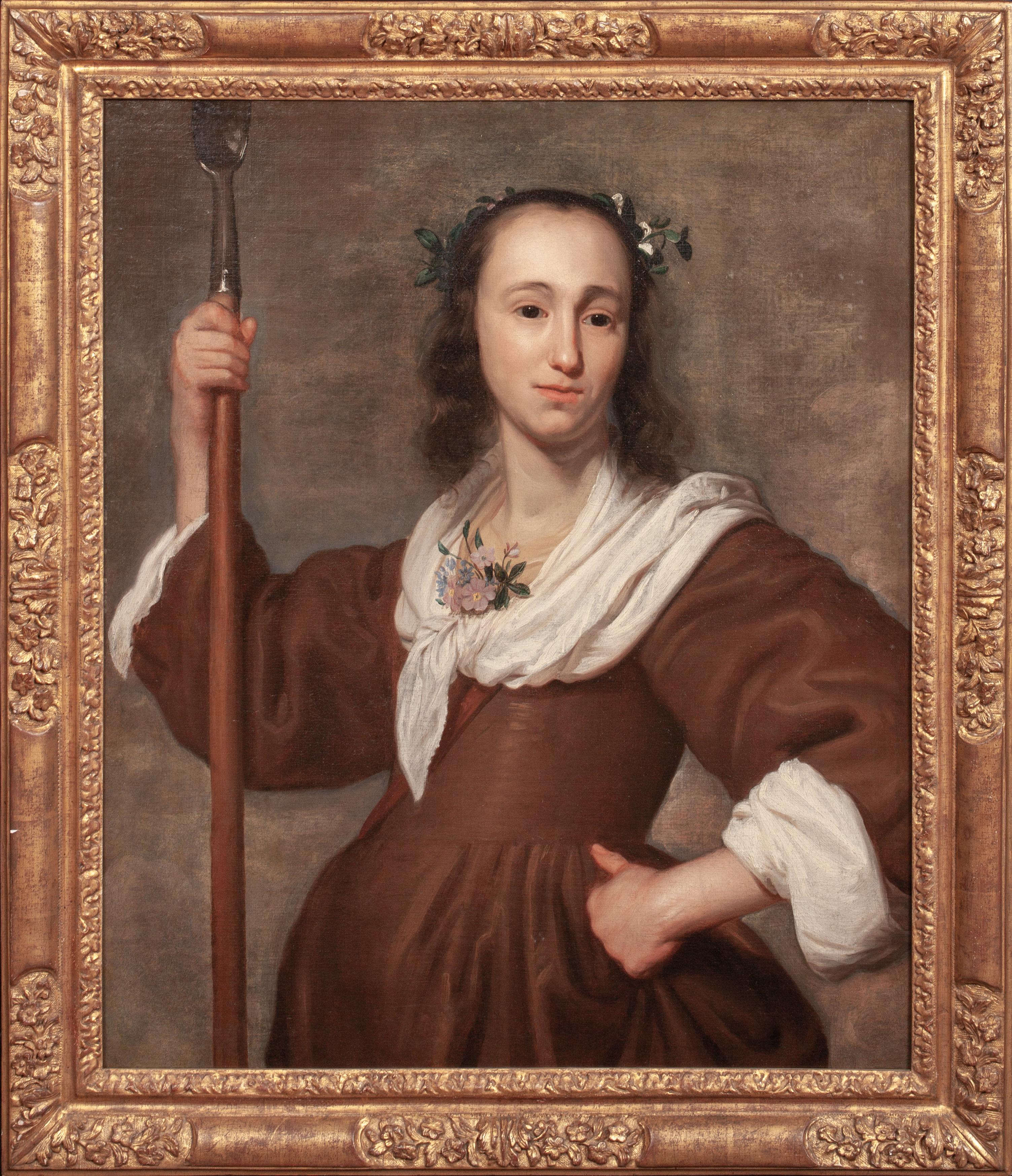 Portrait Painting Unknown - Portrait d'une dame sous les traits de Diane, 17e siècle