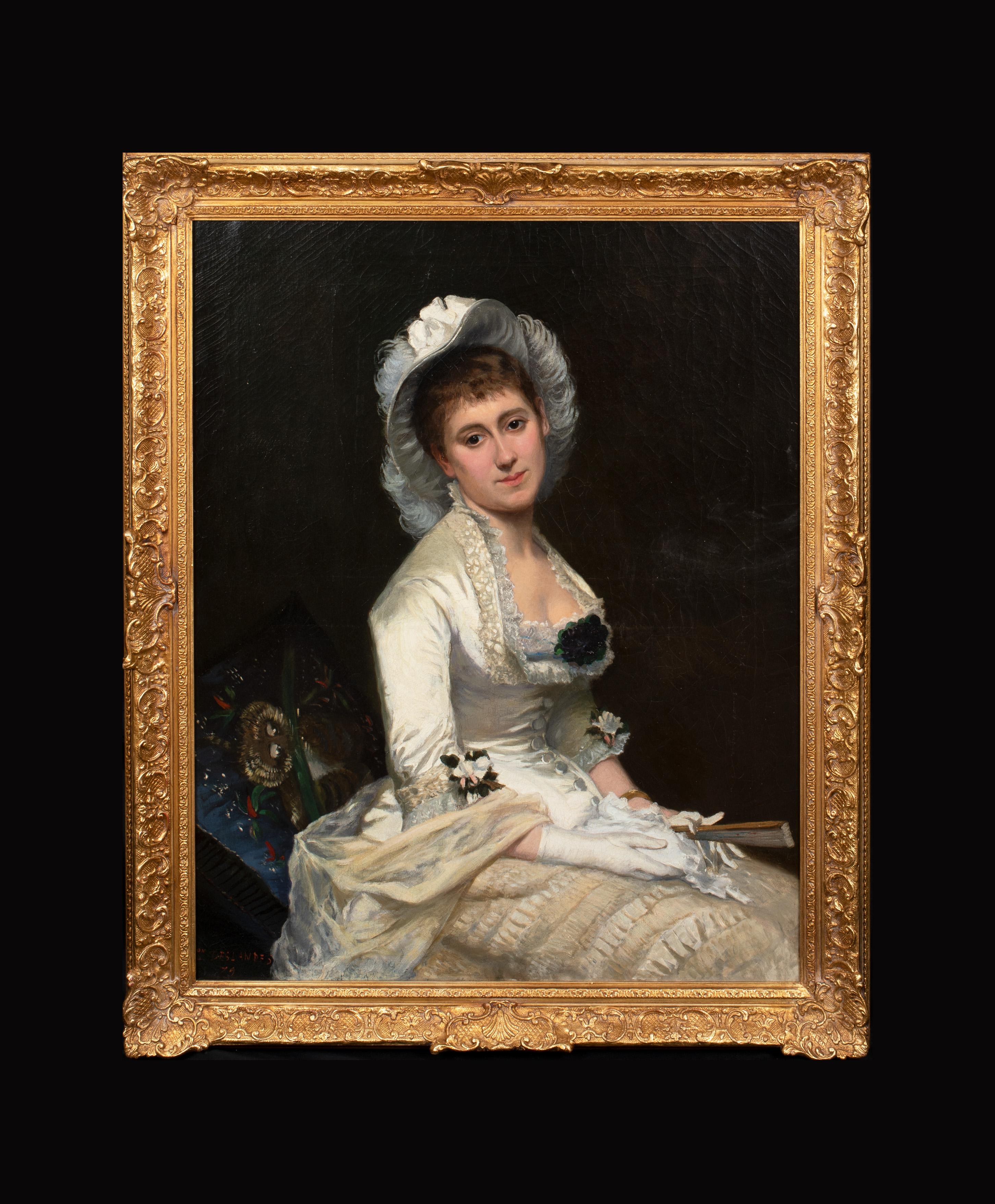 Portrait Of A Lady, circa 1880 - Painting by Unknown