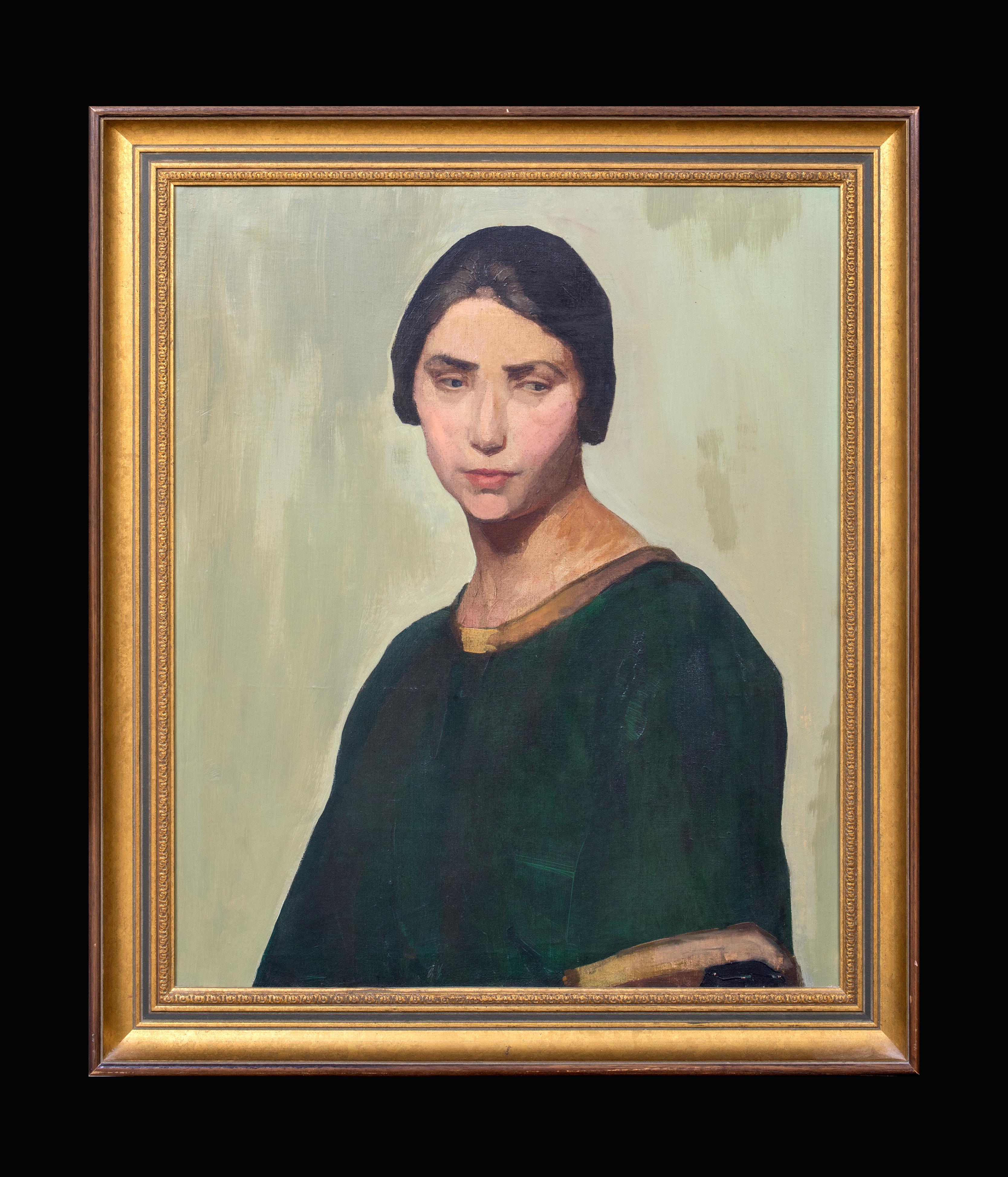 Portrait Of A Lady, early 20th Century - Bloomsbury Group - Painting by Unknown