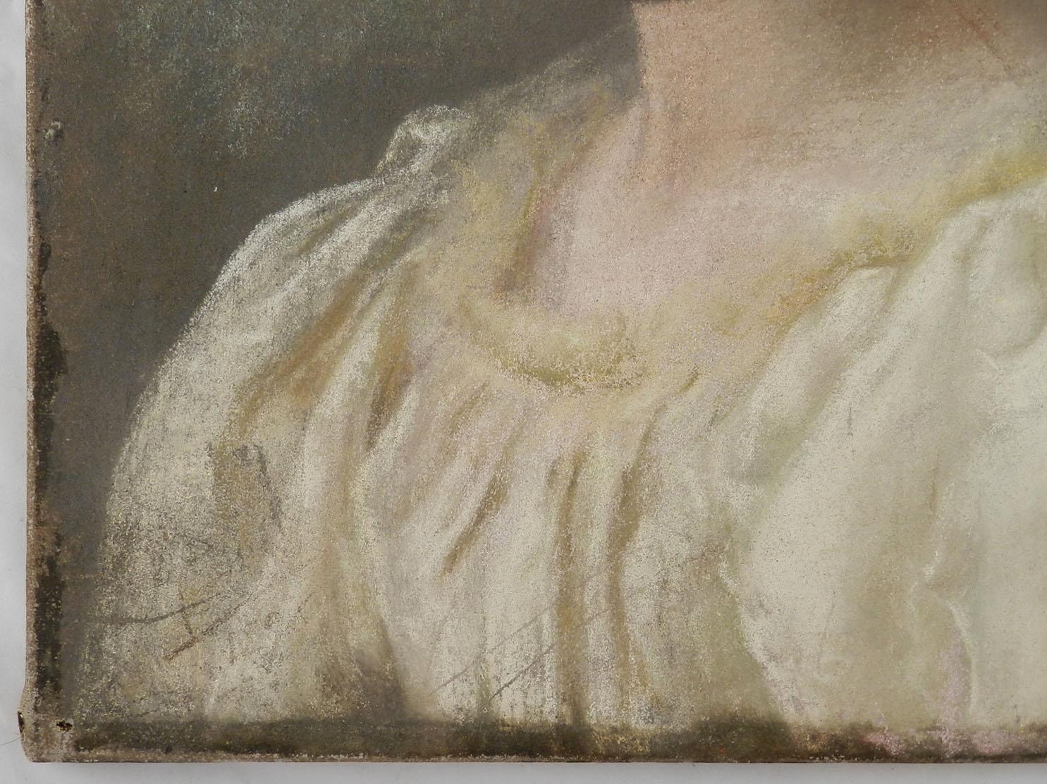 Portrait d'une dame Peinture française du XIXe siècle Pastel sur toile  - Réalisme Painting par Unknown