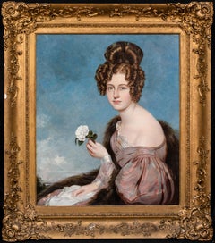  Portrait Of A Lady Holding A Camellia, early 19th Century   