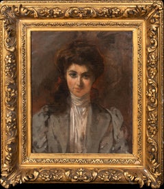 Vintage Portrait Of A Lady In A Grey Jacket, circa 1900  - Sir John Lavery (1856-1941) 