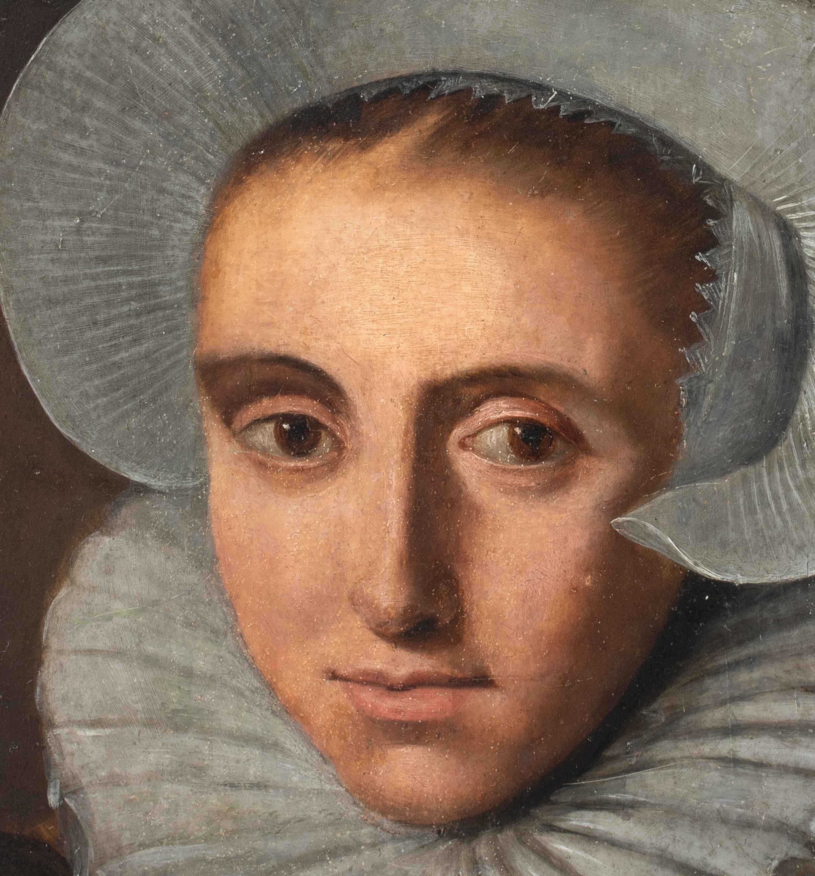 Portrait d'une femme dans un chapeau et une manchette en dentelle, 17e siècle  École hollandaise 1640 en vente 4