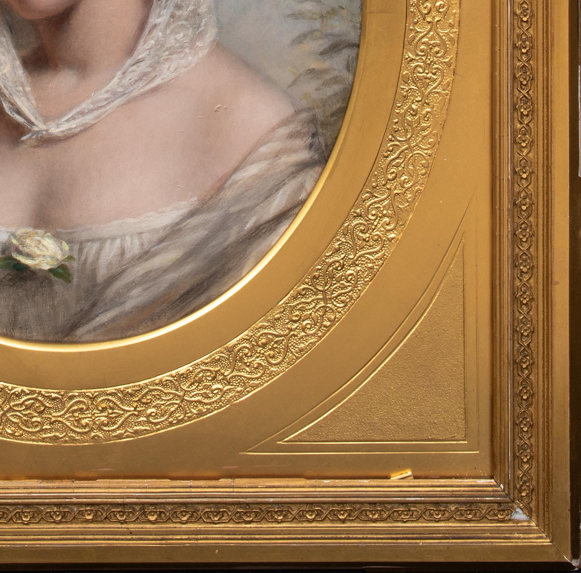 Retrato De Una Dama Con Mantilla Blanca, Siglo XIX  - Joshua Hargrave Mann 1