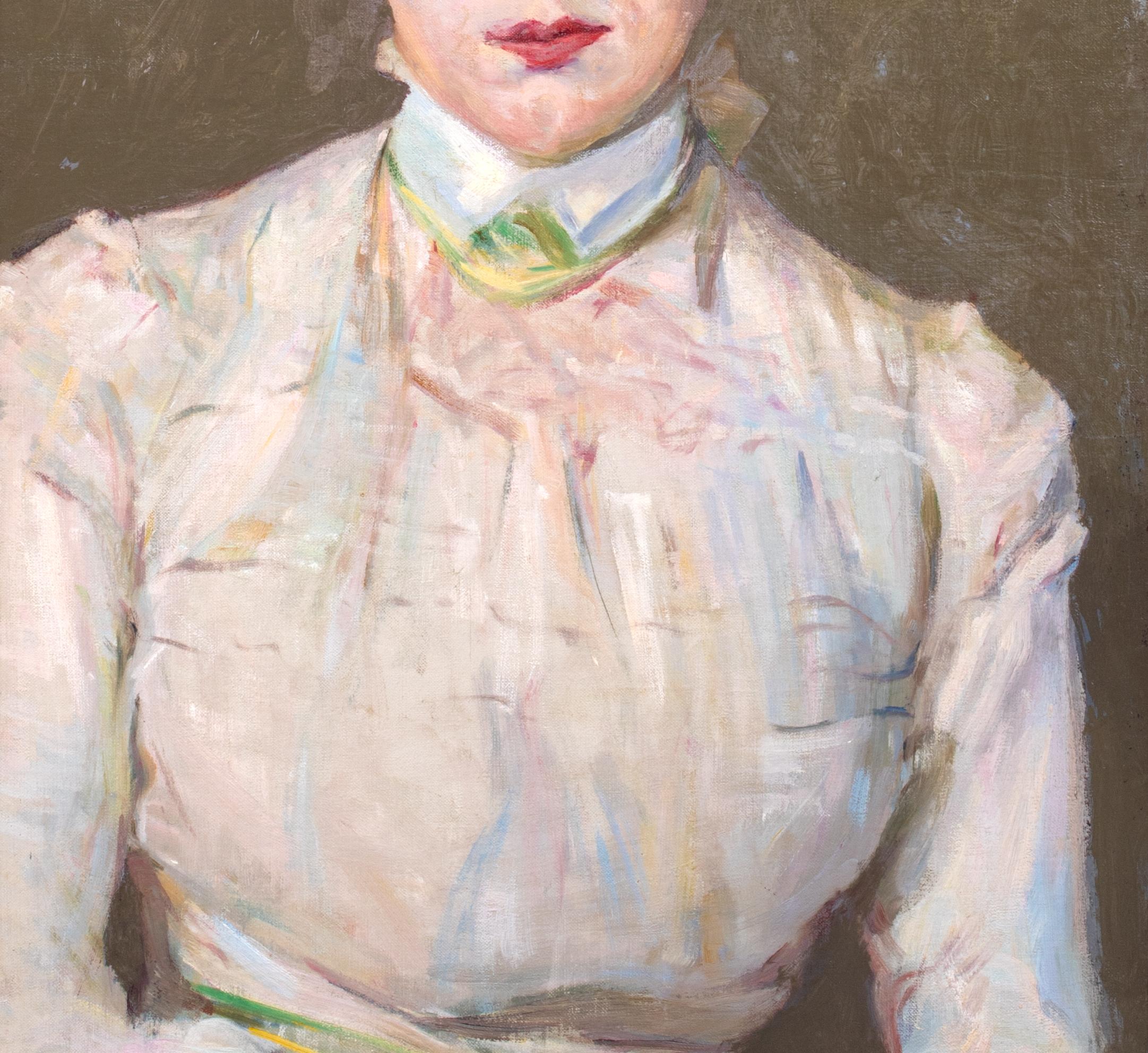 Retrato de una dama con sombrero de ala ancha, hacia 1910  escuela de JOHN SINGER SARGENT 7