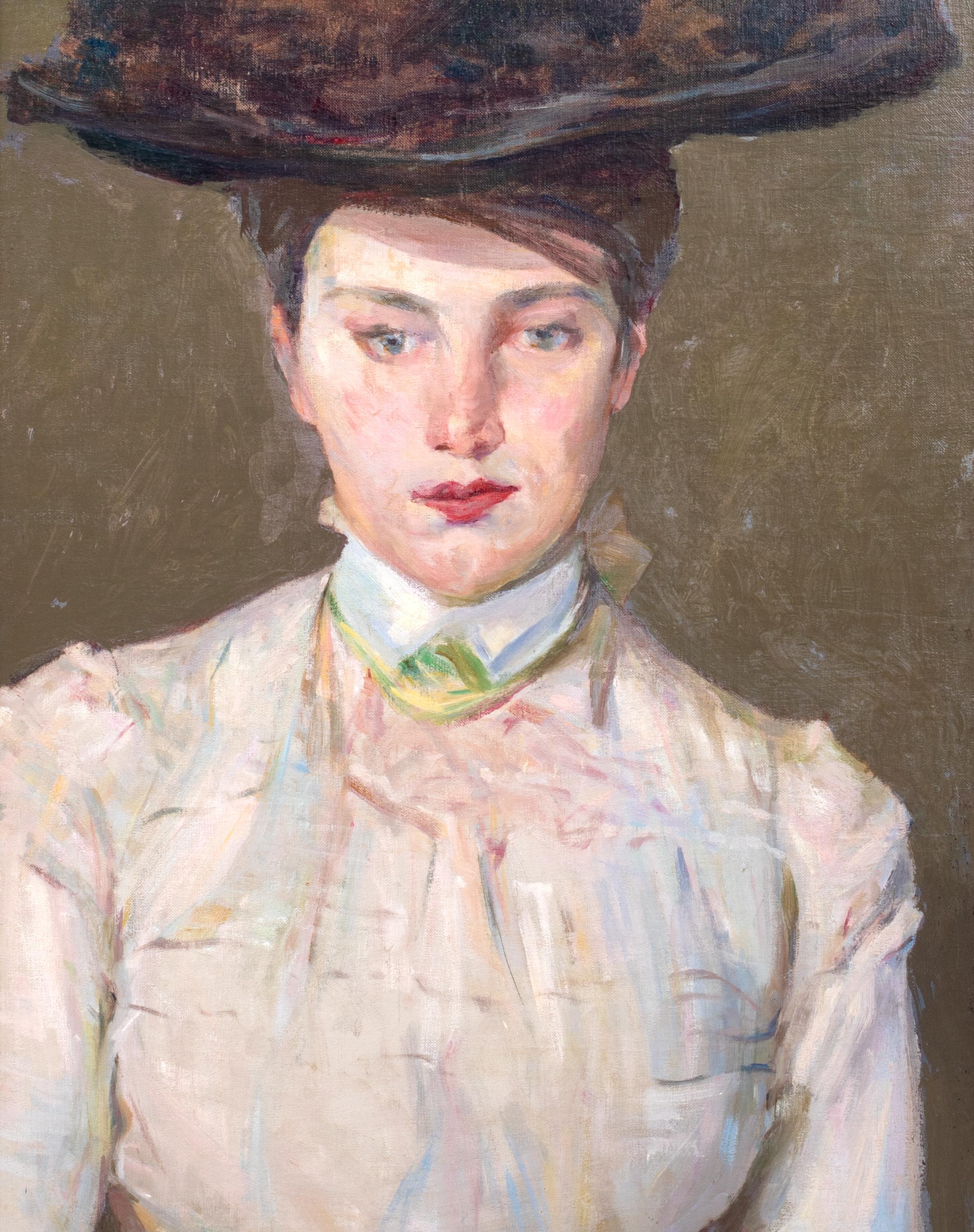 Retrato de una dama con sombrero de ala ancha, hacia 1910  escuela de JOHN SINGER SARGENT 3