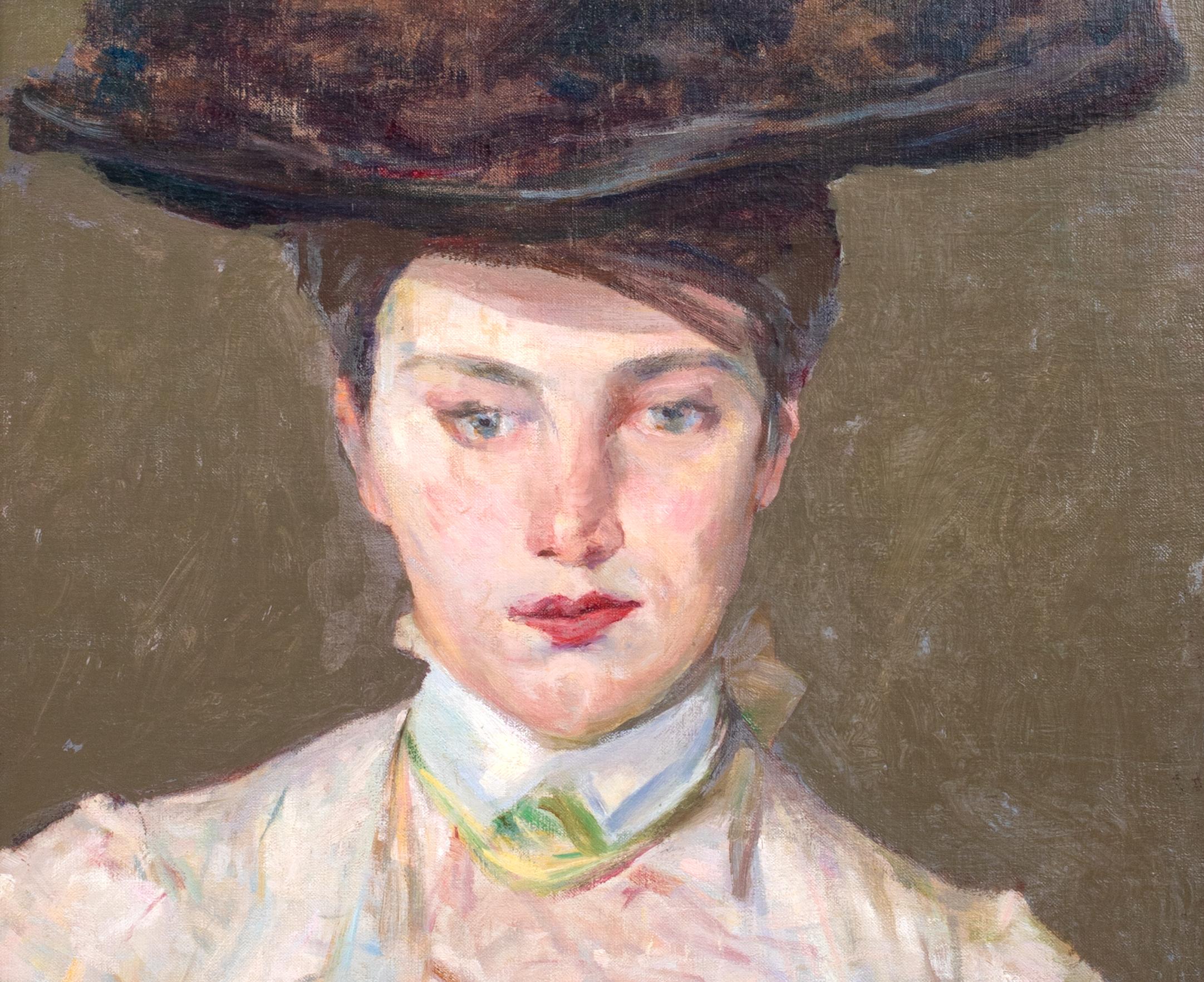 Retrato de una dama con sombrero de ala ancha, hacia 1910  escuela de JOHN SINGER SARGENT 4