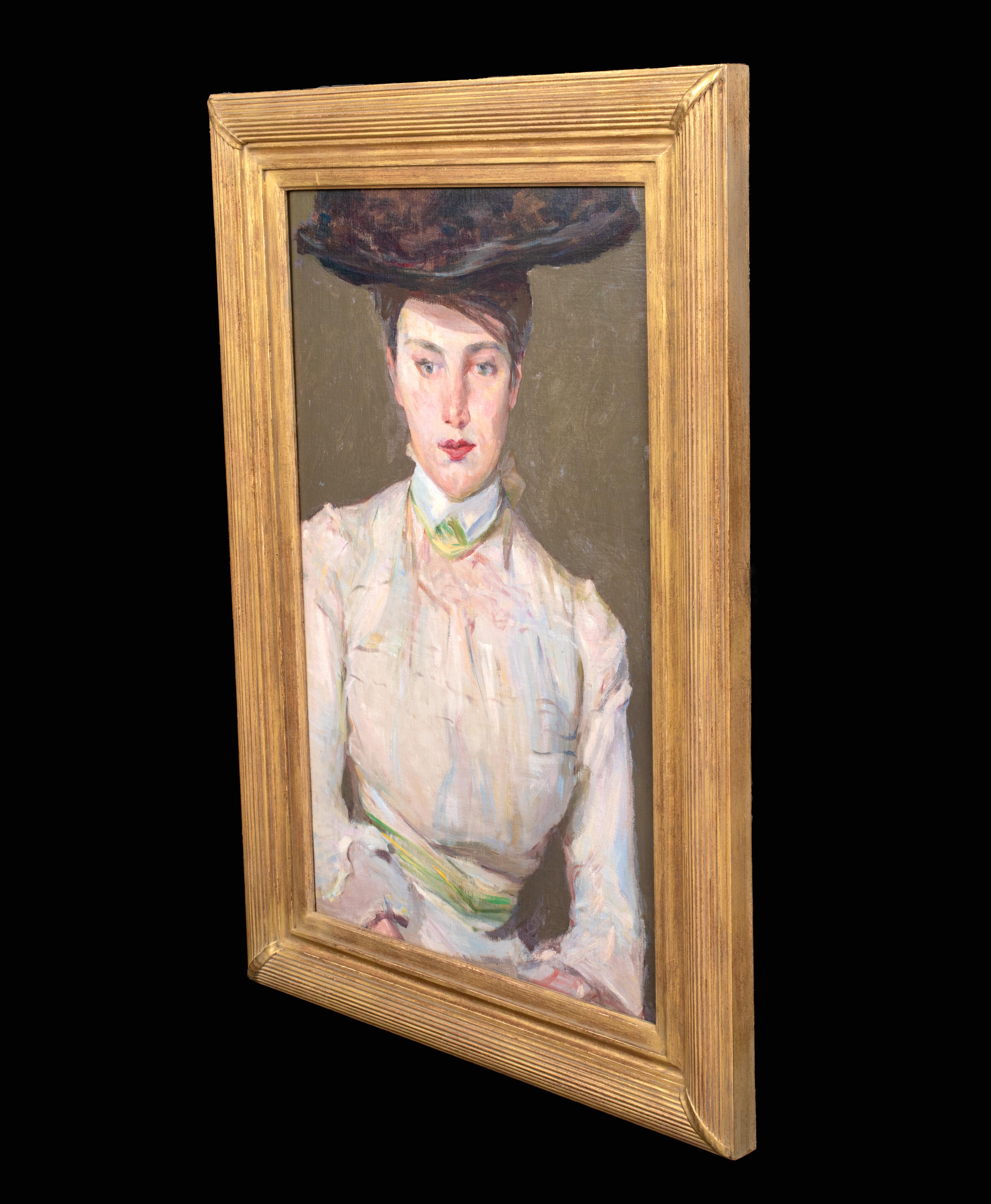 Retrato de una dama con sombrero de ala ancha, hacia 1910  escuela de JOHN SINGER SARGENT 5