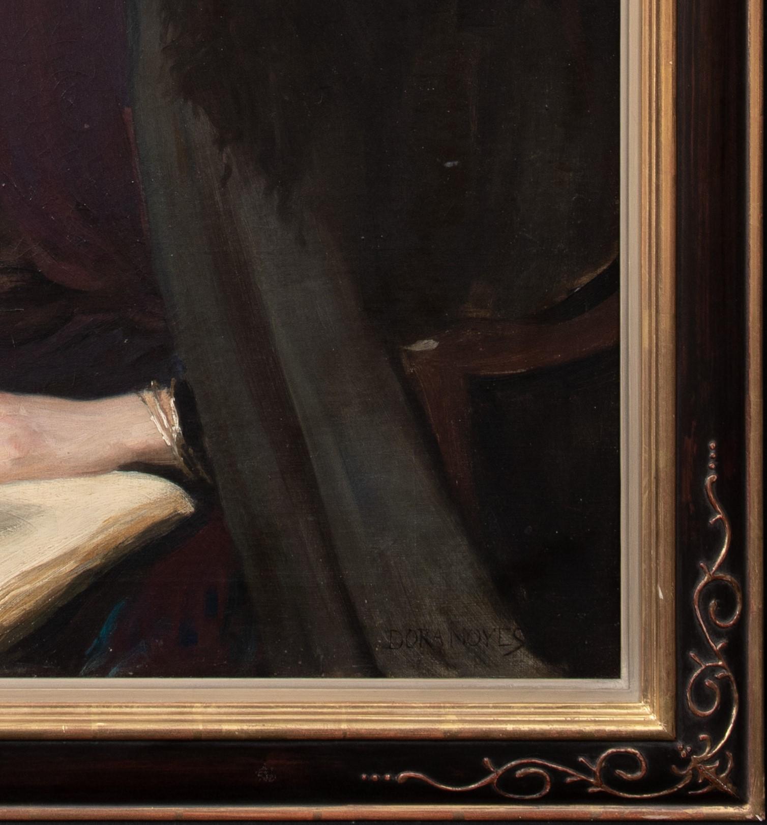 Portrait d'une dame en noir, vers 1900

par Theodora (Dora) Noyes (1864-1960) - Peintre du Wiltshire

Grand portrait anglais d'une dame en contemplation, datant d'environ 1900, huile sur toile de Dora Noyes. Belle et rare œuvre de cette peintre peu