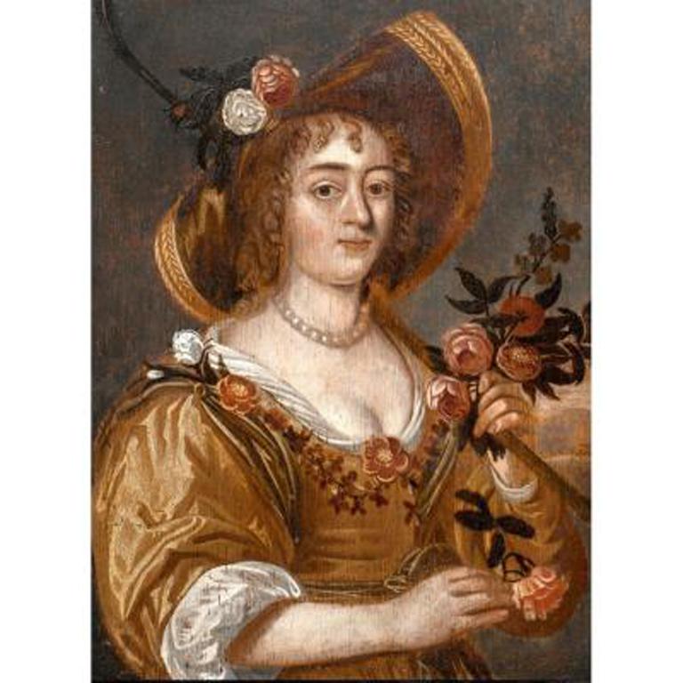 Portrait Of A Lady In Gardening, 17th Century Dutch School - Painting by Unknown