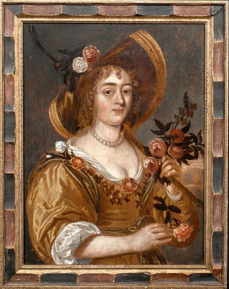 Unknown Portrait Painting - Portrait Of A Lady In Gardening, 17th Century Dutch School