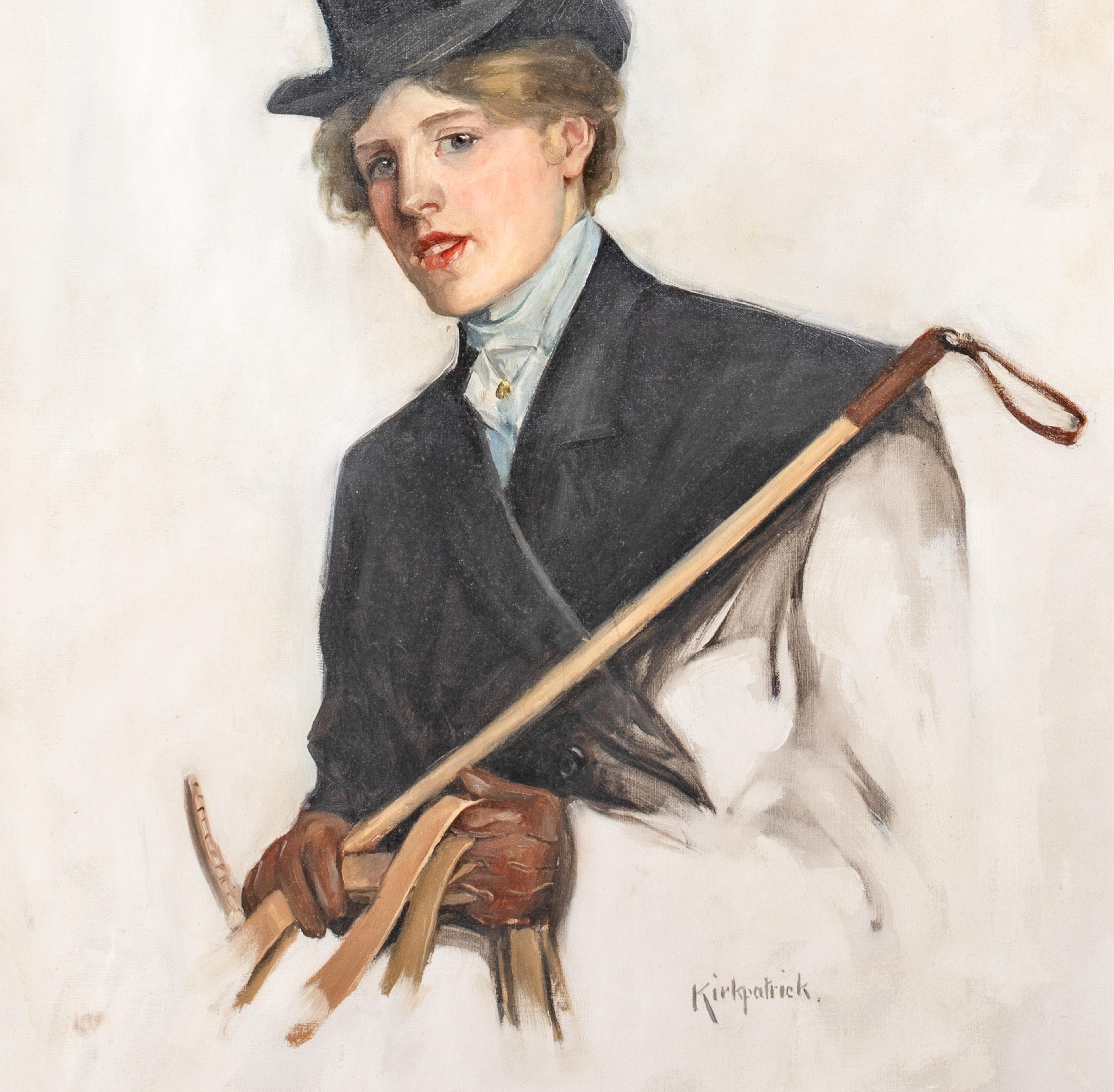 Portrait Of A Lady In Riding Attire, circa 1930 by Ethel KIRKPATRICK (1869-1966) For Sale 7