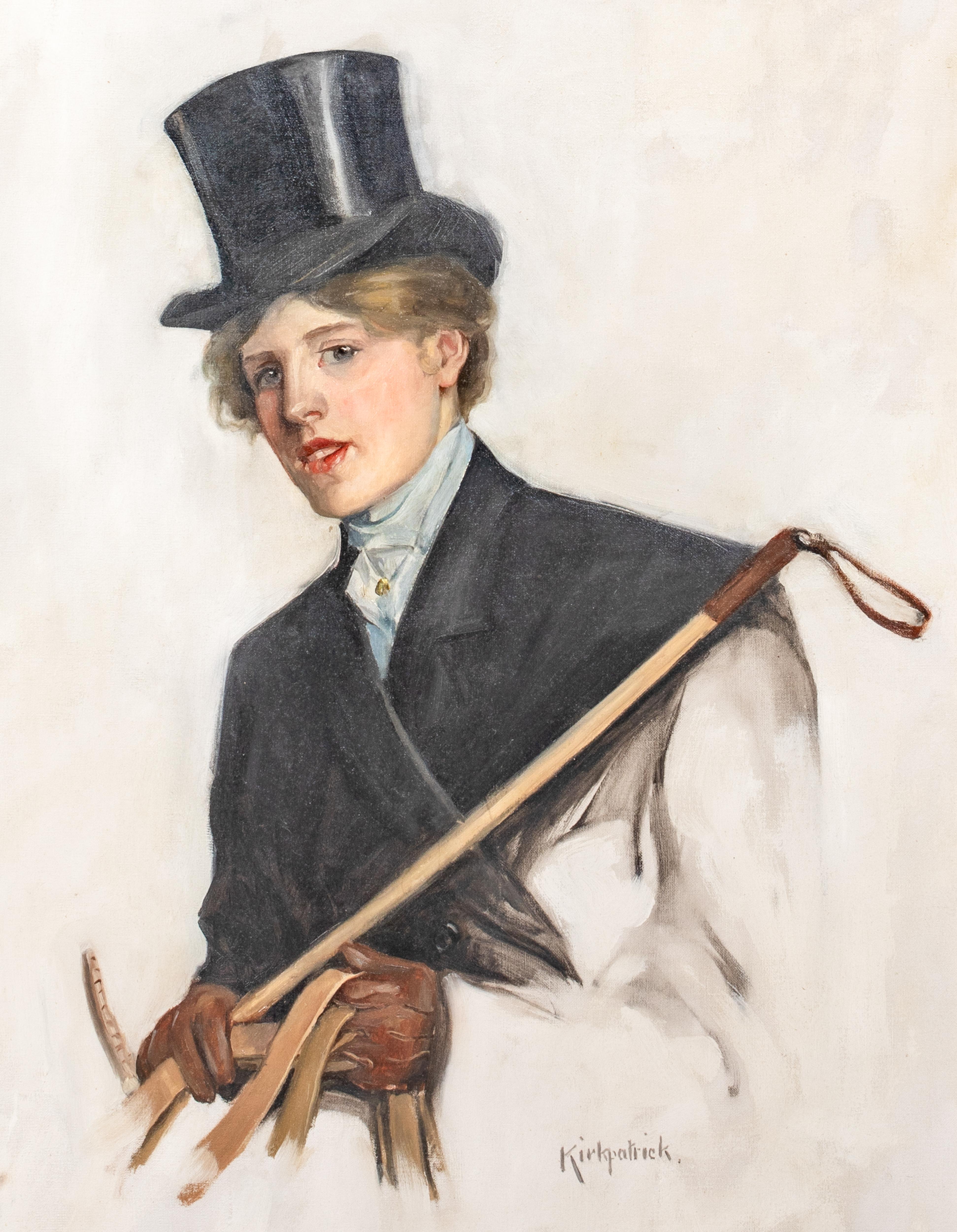 Portrait Of A Lady In Riding Attire, circa 1930 by Ethel KIRKPATRICK (1869-1966) For Sale 3