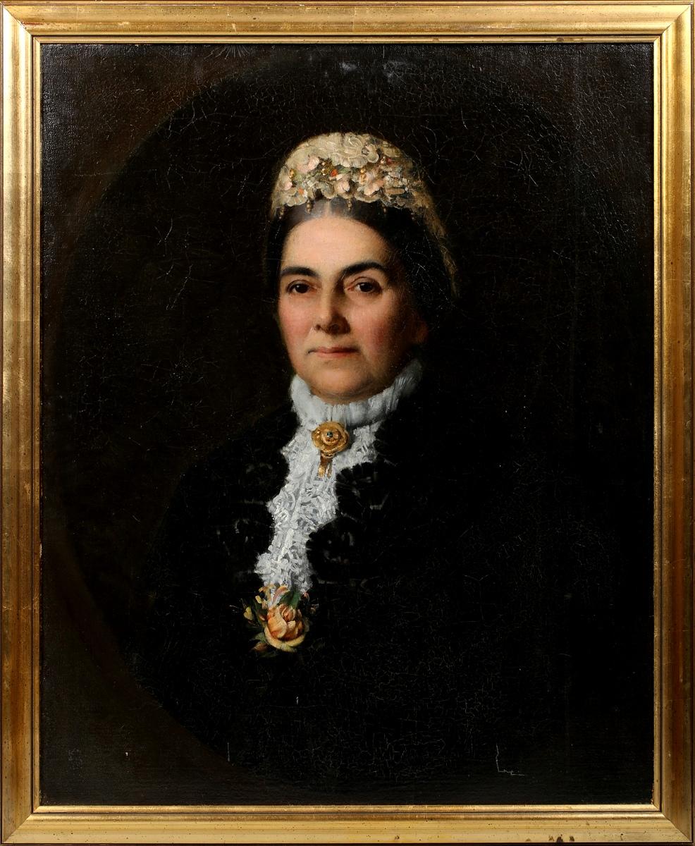 Unknown Portrait Painting - Portrait of a Lady - Large 19th Century English Oil on Canvas Antique Painting