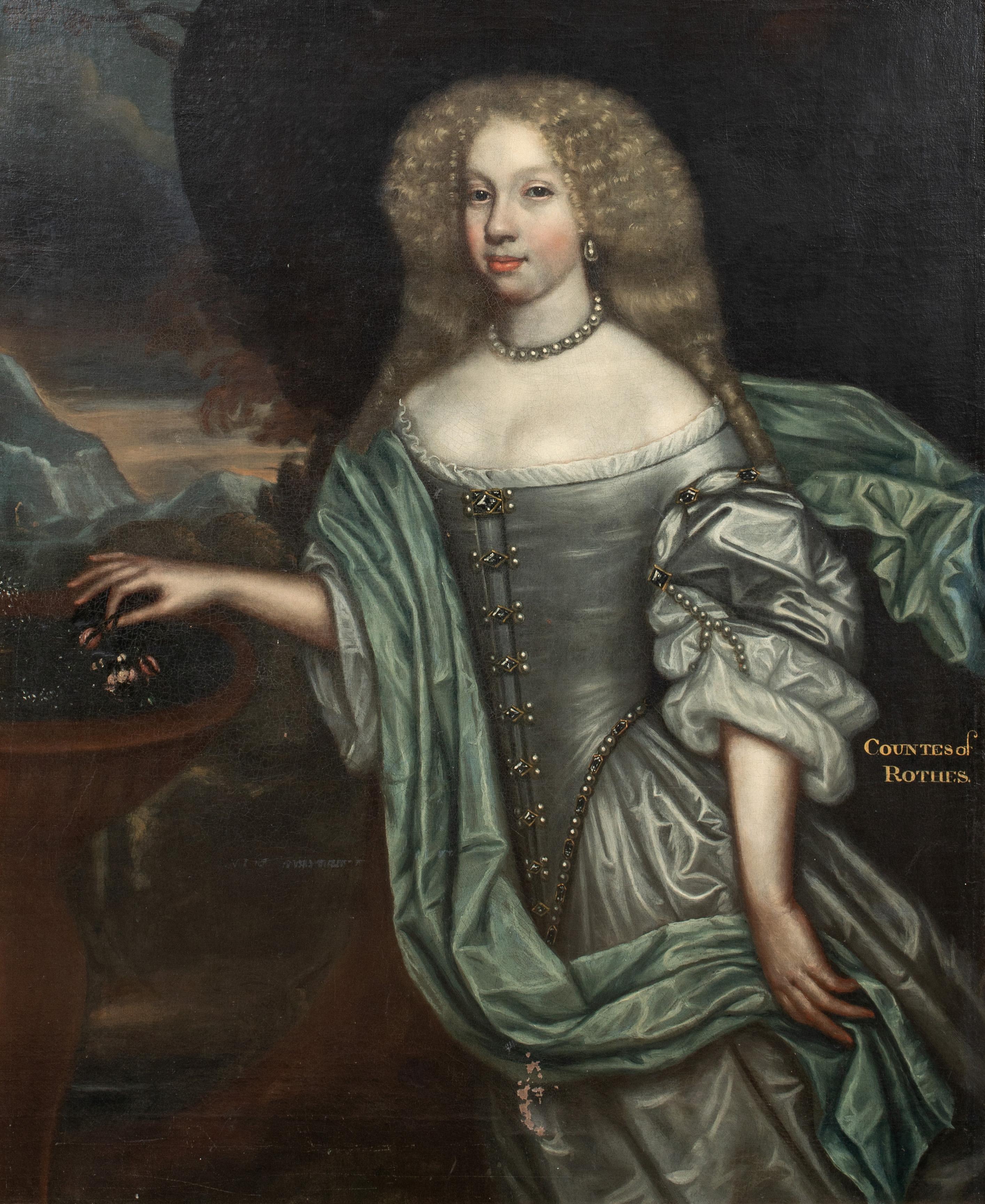 Portrait d'une dame Margaret Leslie, comtesse de Rothes - Painting de Unknown