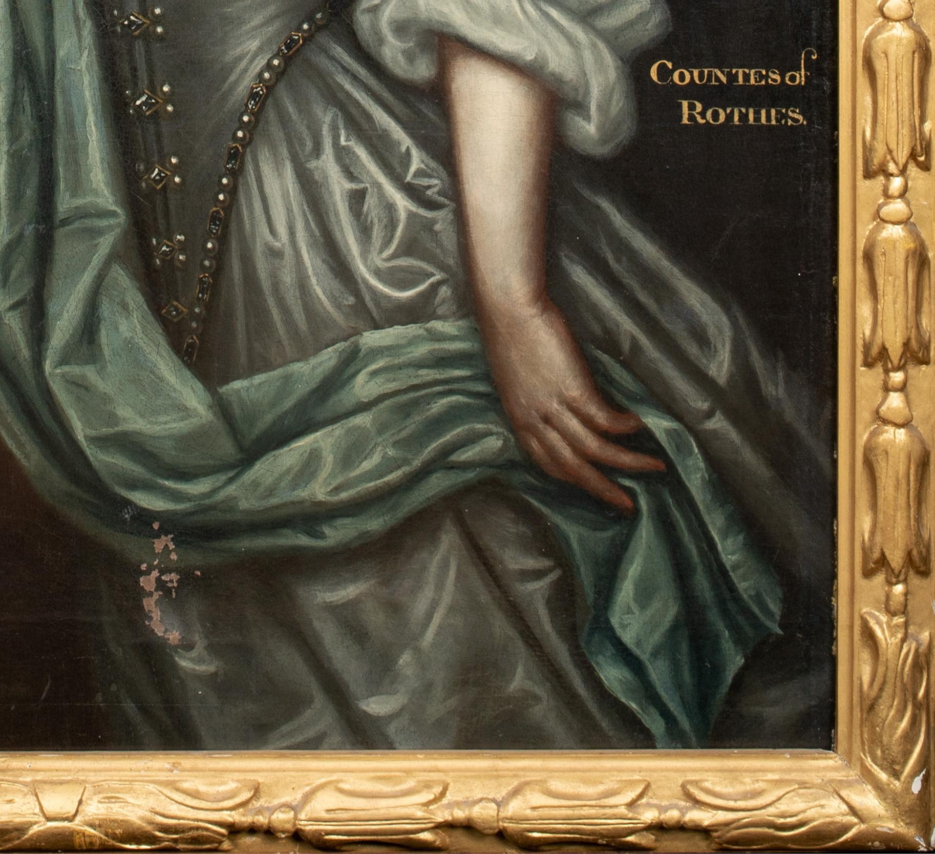 Portrait d'une dame Margaret Leslie, comtesse de Rothes - Noir Portrait Painting par Unknown