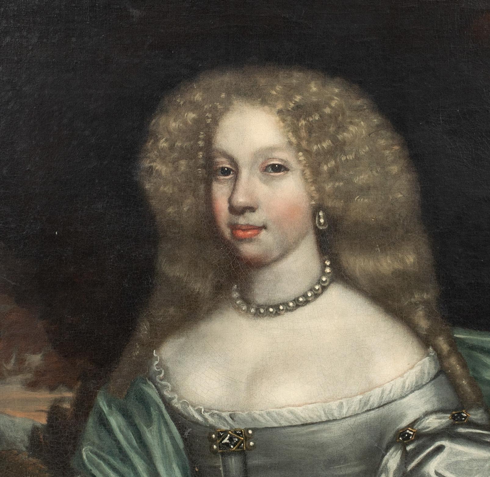 Portrait Of A Lady Margaret Leslie, Countess Of Rothes

English School

Huge 17th Century marriage portrait for Charles Hamilton, 5th earl of Haddlington of Lady Margaret Leslie, Countess Of Rothes, oil on canvas. Excellent quality three quarter