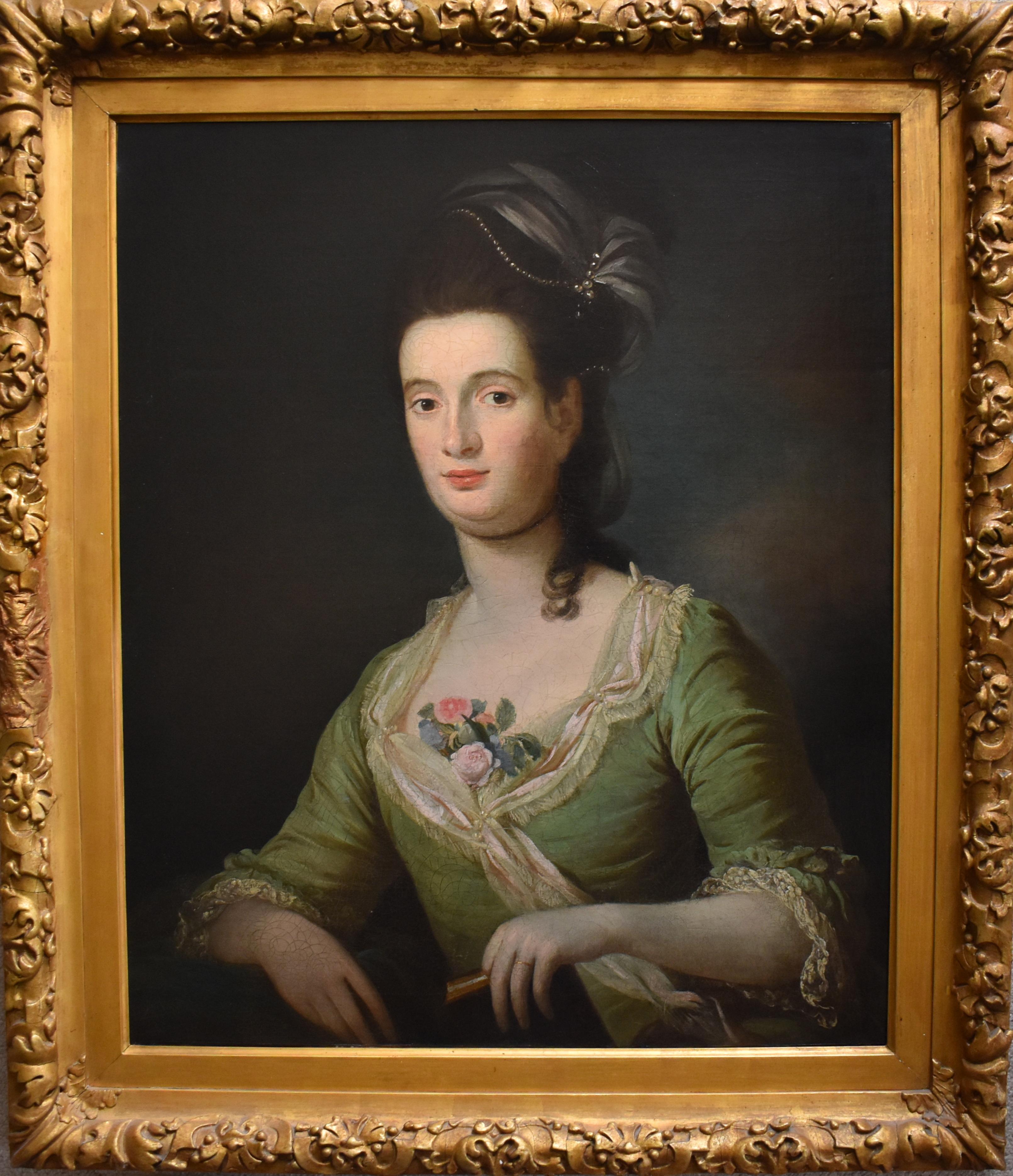 Unknown Portrait Painting – Porträt einer Dame von Rang um 1790 Ölgemälde English School