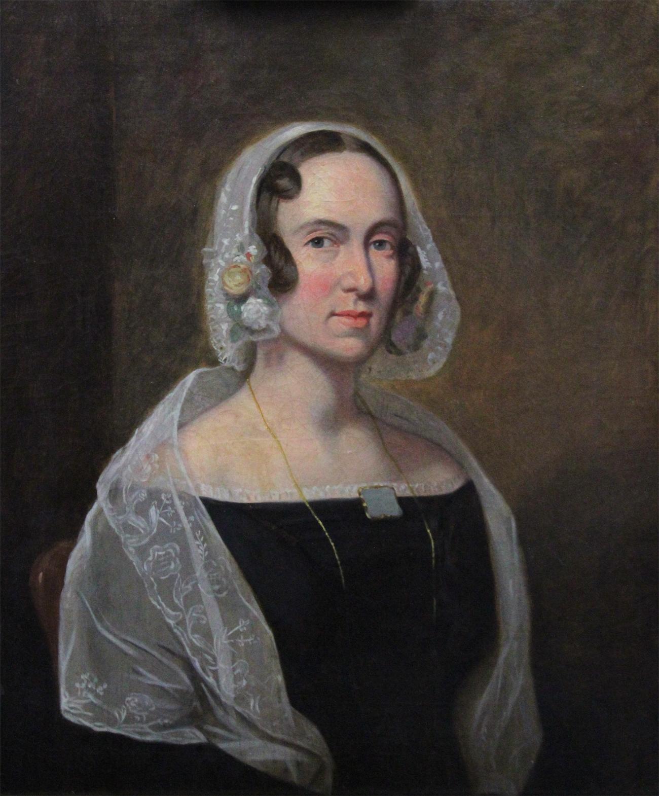 Portrait of a Lady, Oil on Canvas, 1840's, In Style of Jacob Eichholtz - Painting by Unknown