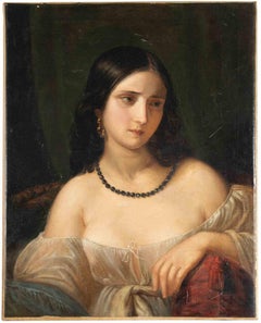 Porträt einer Dame – Ölfarbe – 19. Jahrhundert