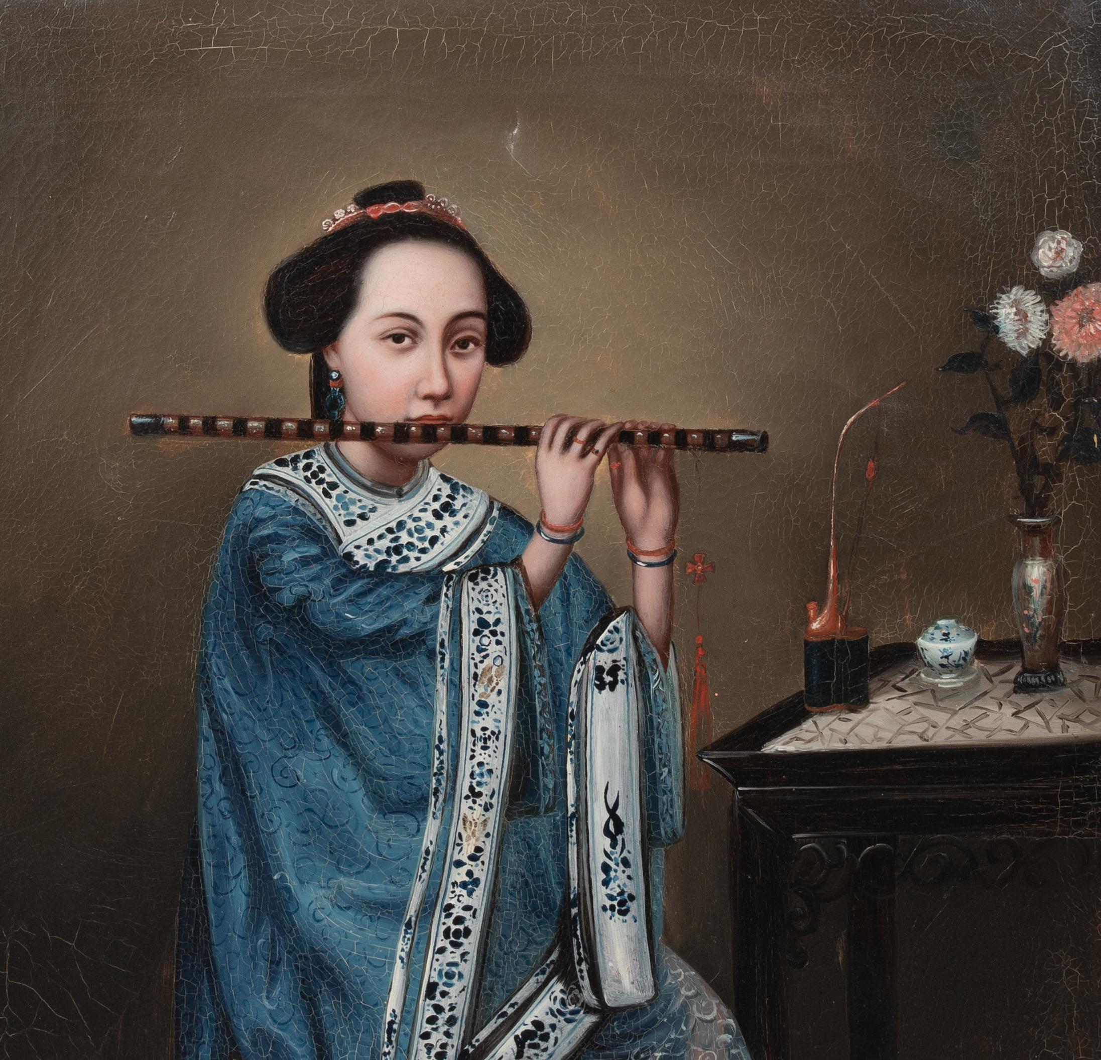 Portrait Of A Lady PLaying The Flute, 19th Century

circle of Lam QUA (1801-1860) 

Large 19th Century Chinese portrait of a lady playing the flute, oil on canvas. Excellent quality early Chinese portrait similar to the portraiture of Lam Qua.