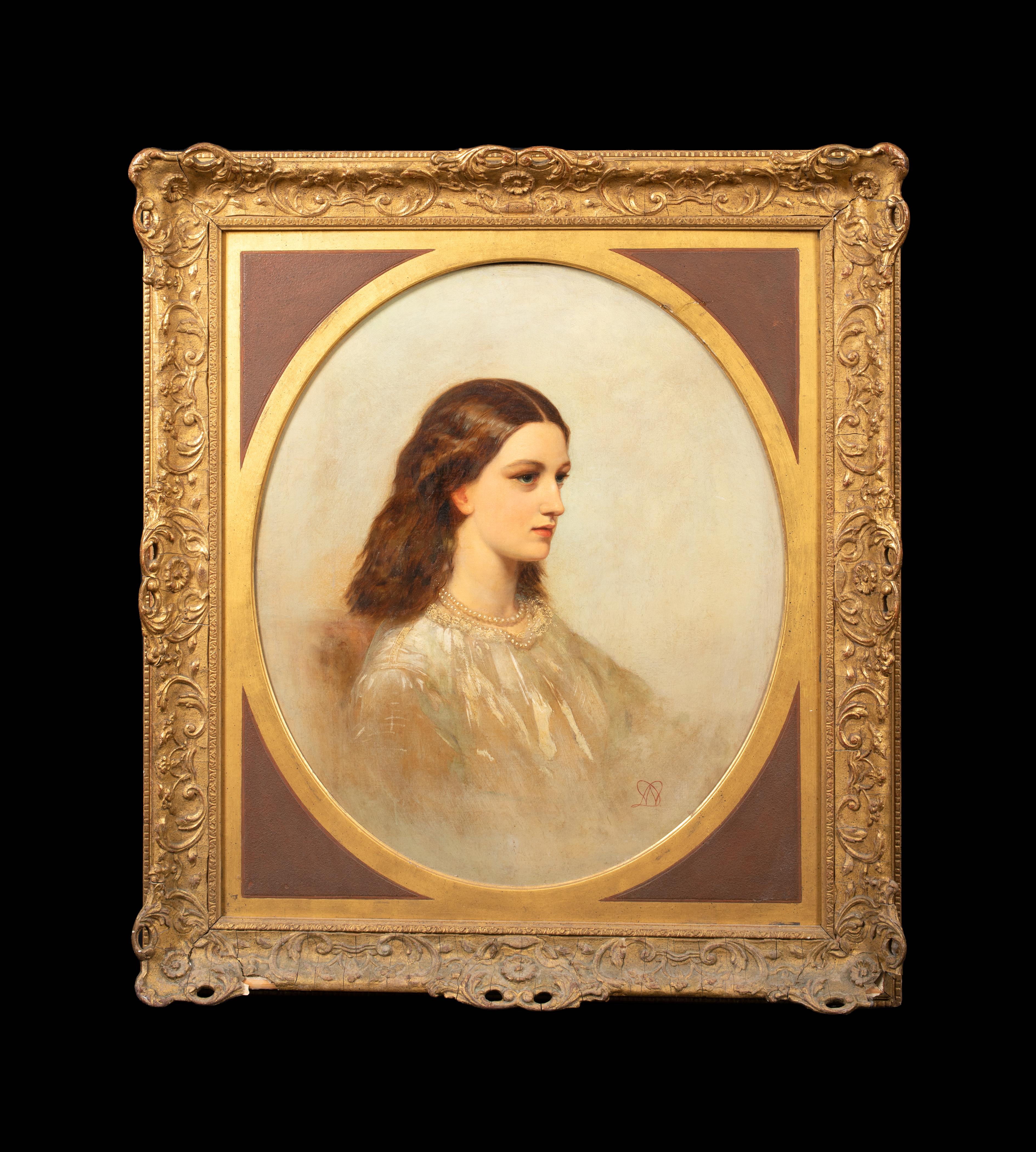 Portrait Of A Lady, Rebekkah Solomon, 19th Century  Monogrammed WM  - Painting by Unknown