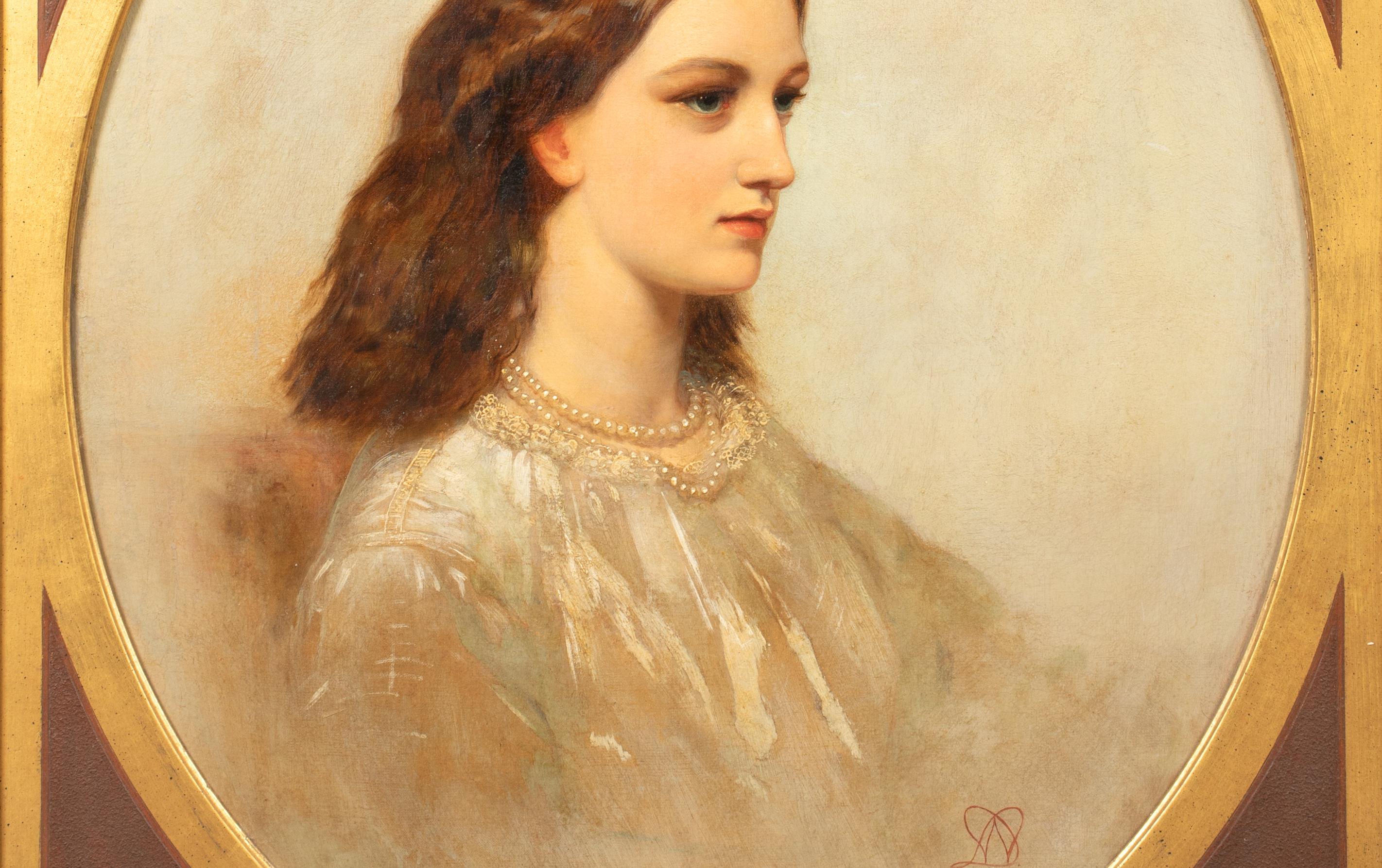 Porträt einer Dame, Rebekkah Solomon, 19. Jahrhundert  WM mit Monogramm 3