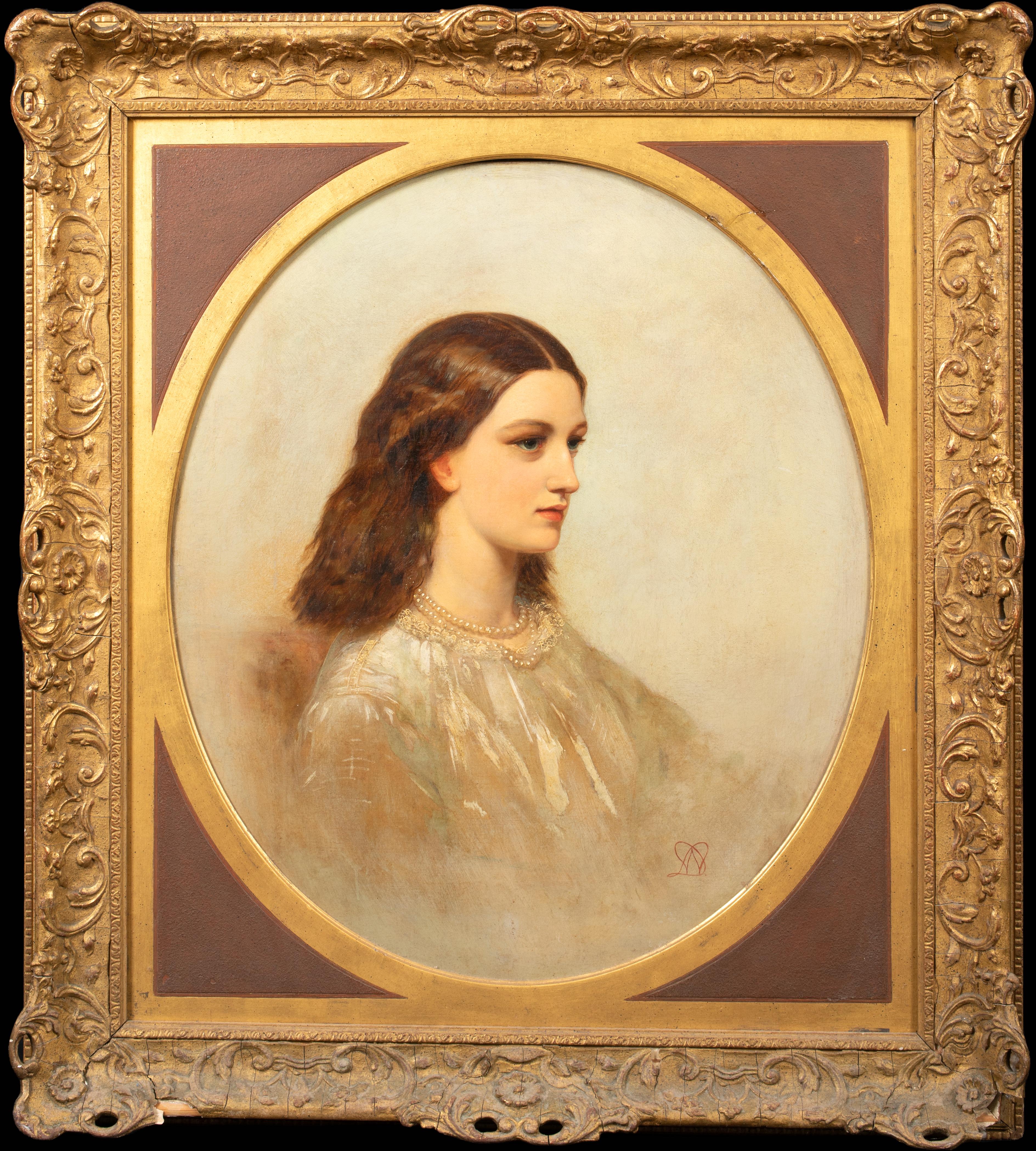 Unknown Portrait Painting - Portrait Of A Lady, Rebekkah Solomon, 19th Century  Monogrammed WM 