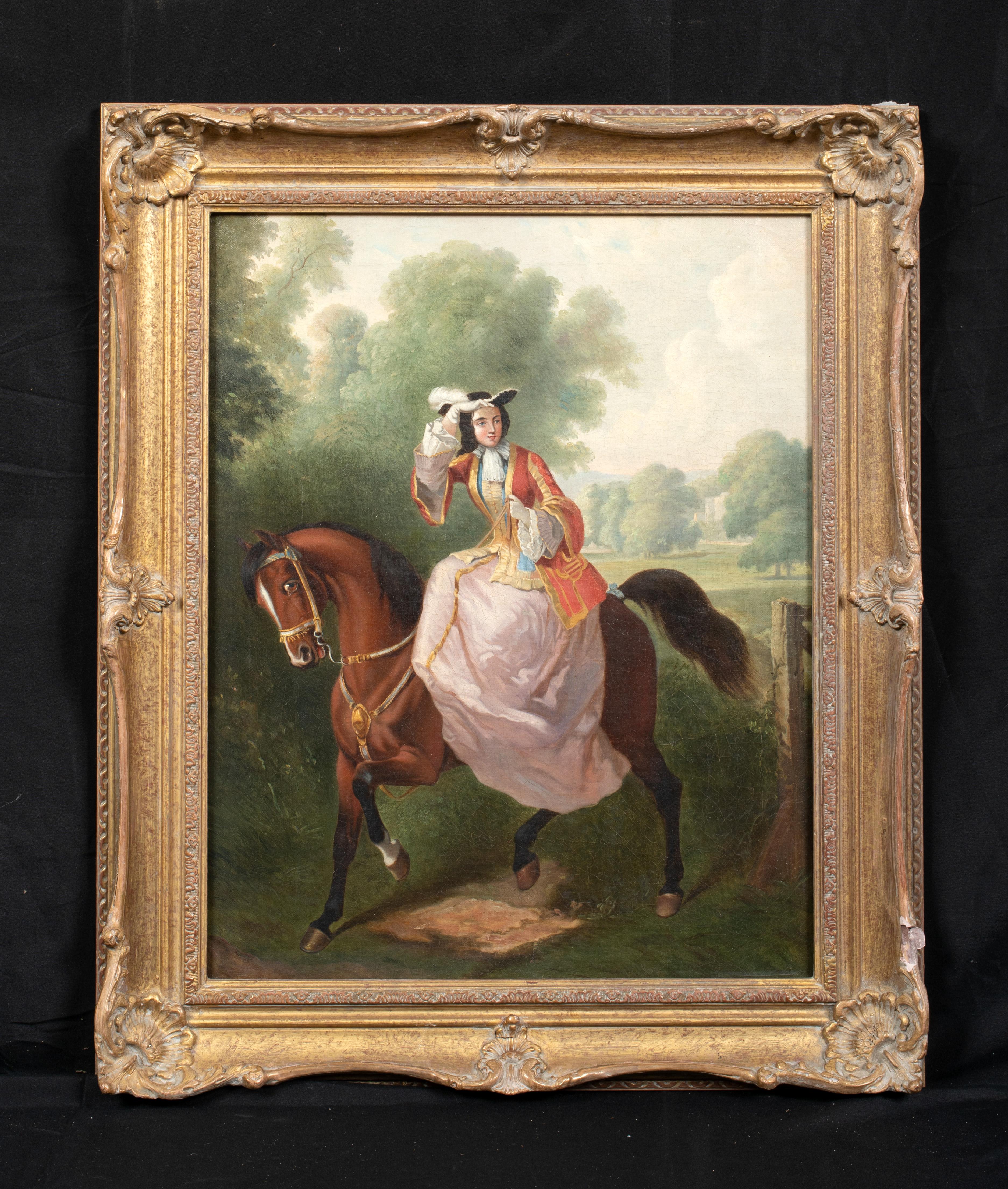 Portrait Of A Lady Riding Sidesaddle, 19th Century - Painting by Unknown