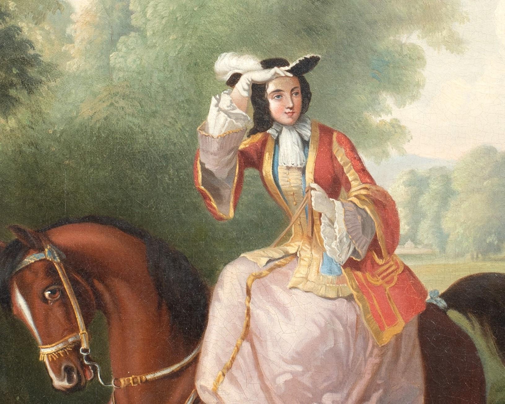 Portrait Of A Lady Riding Sidesaddle, 19th Century - Brown Landscape Painting by Unknown