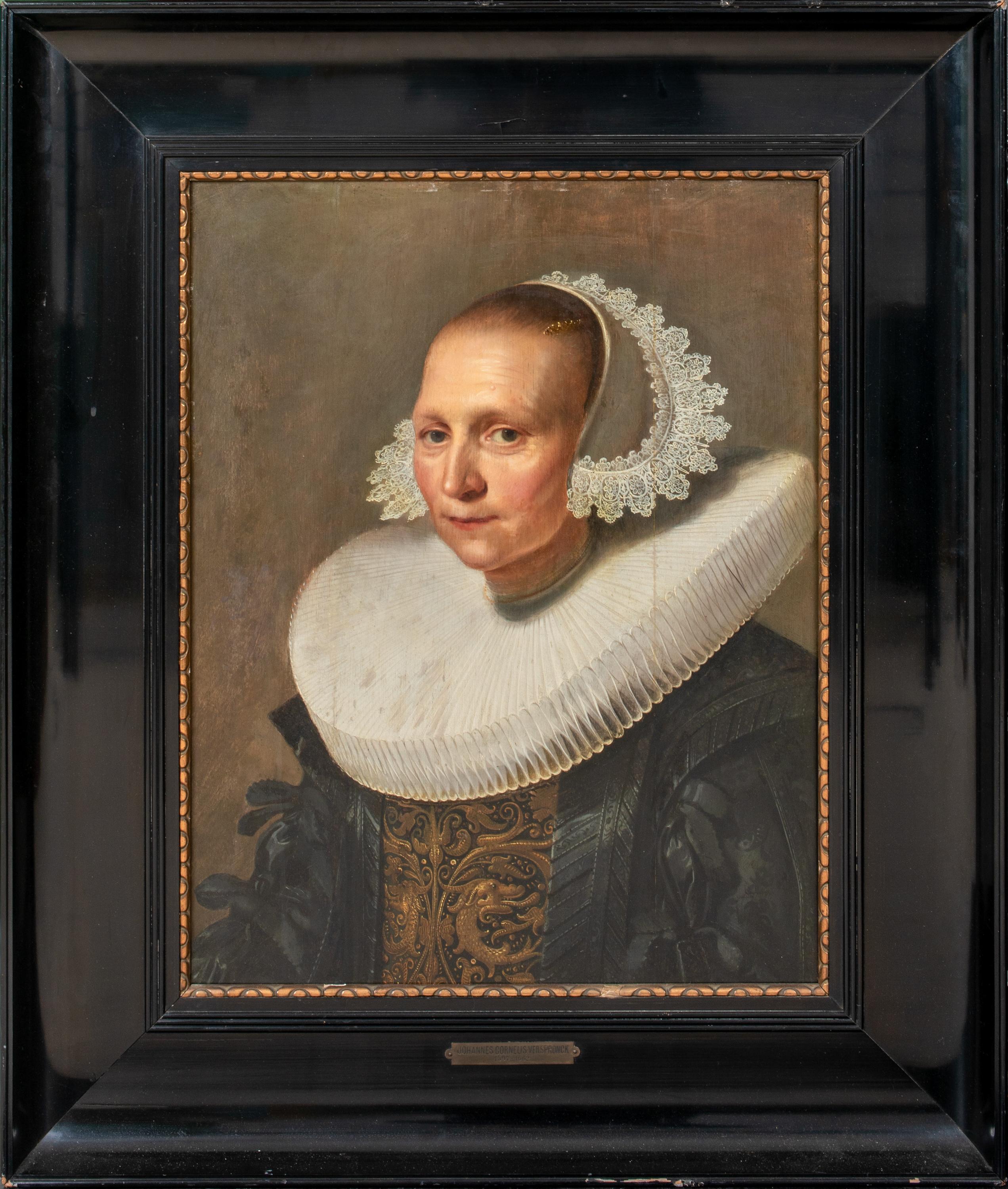 Portrait Painting Unknown - Portrait d'une dame, famille Stilte, 17e siècle  par Jan Cornelisz VERSPRONCK