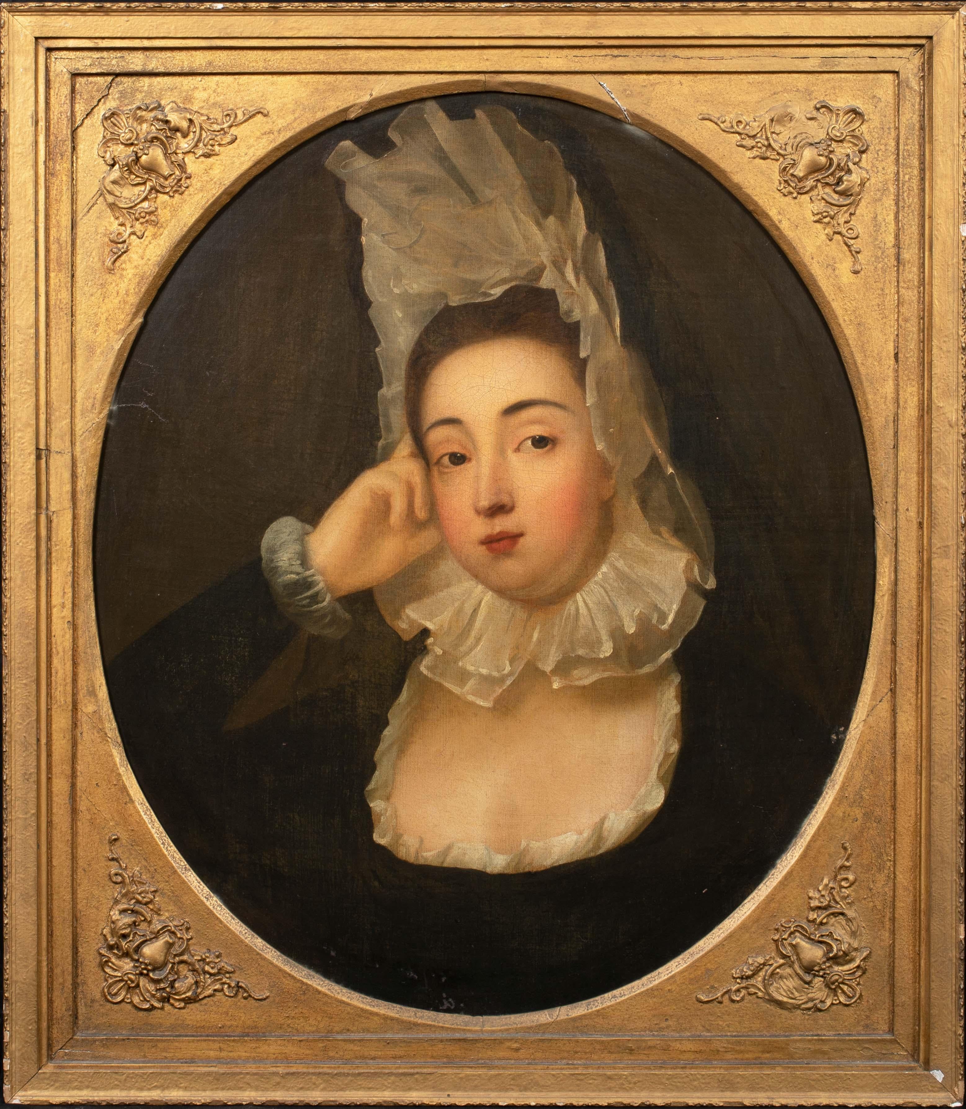 Unknown Portrait Painting - Portrait Of A Lady Wearing A Bonnet, 18th Century 