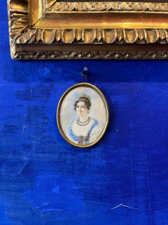 Portrait of a Lady with a Tiara, Miniature Signed Chaponnier 1821