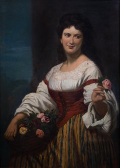 Portrait of a Lady with Flowers, French 19th Century School, Oil on Canvas