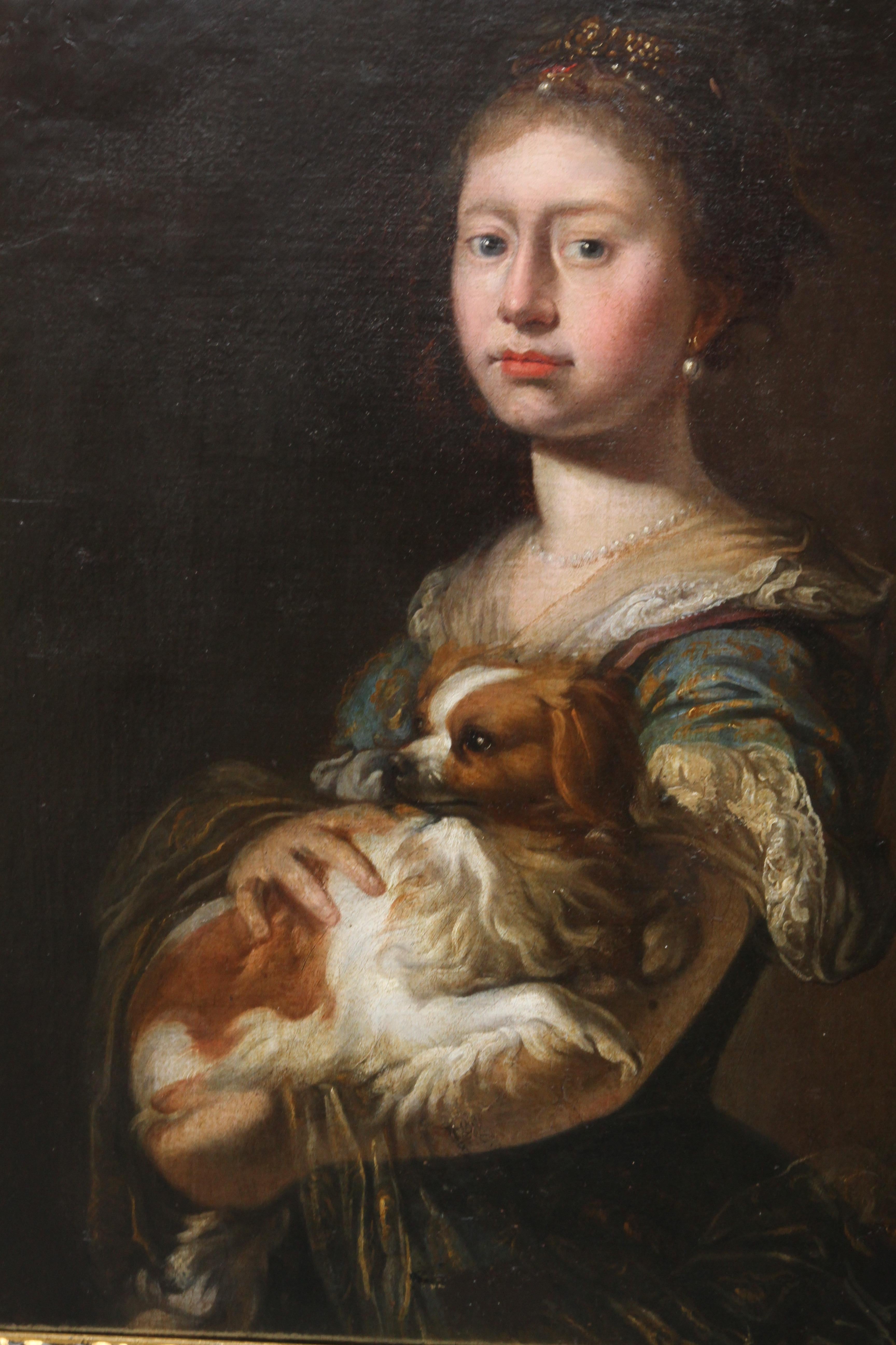portrait of a lady with a dog