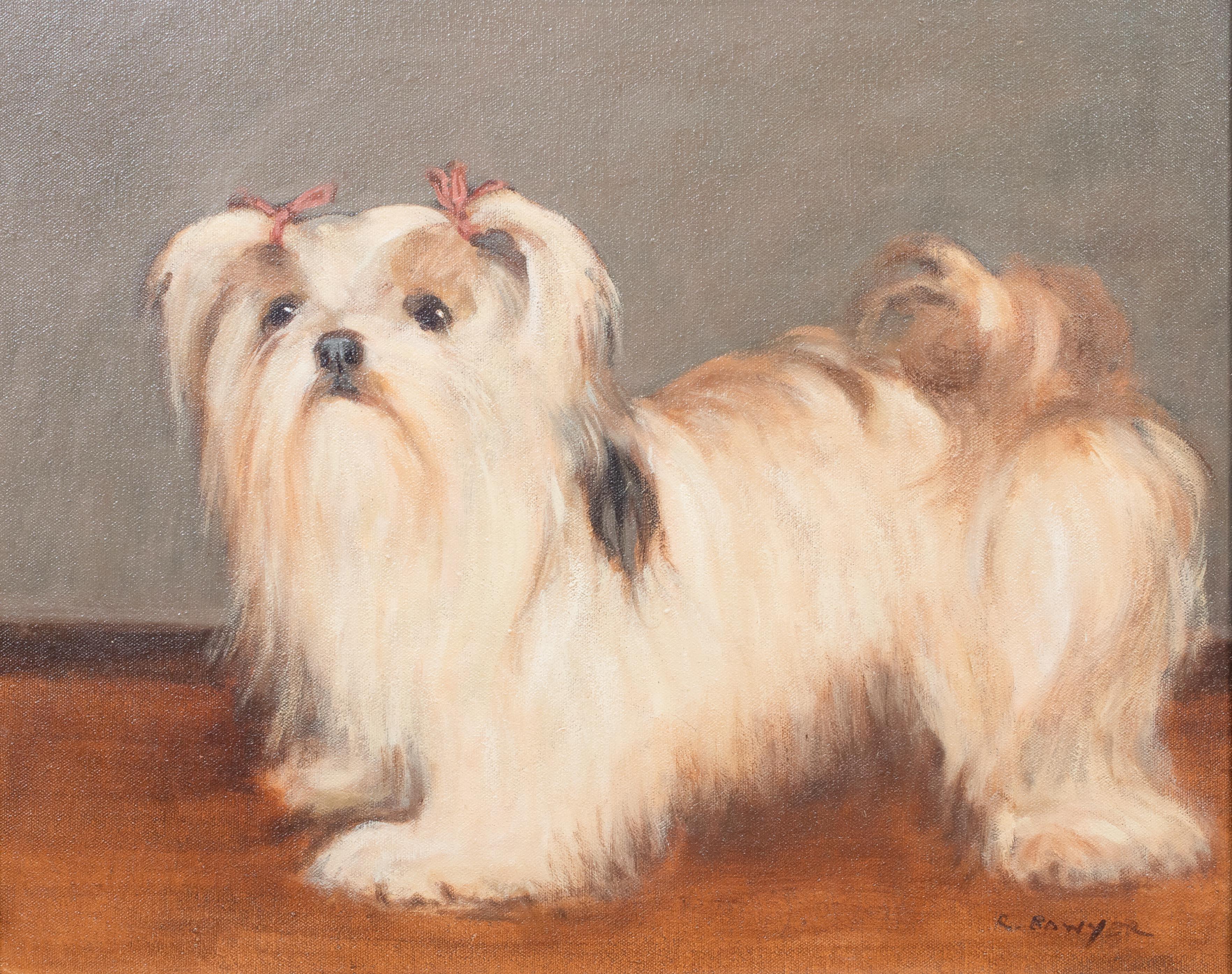 Portrait Of A Lhasa Apso, 20th Century  by Ruth Bowyer  - Brown Still-Life Painting by Unknown