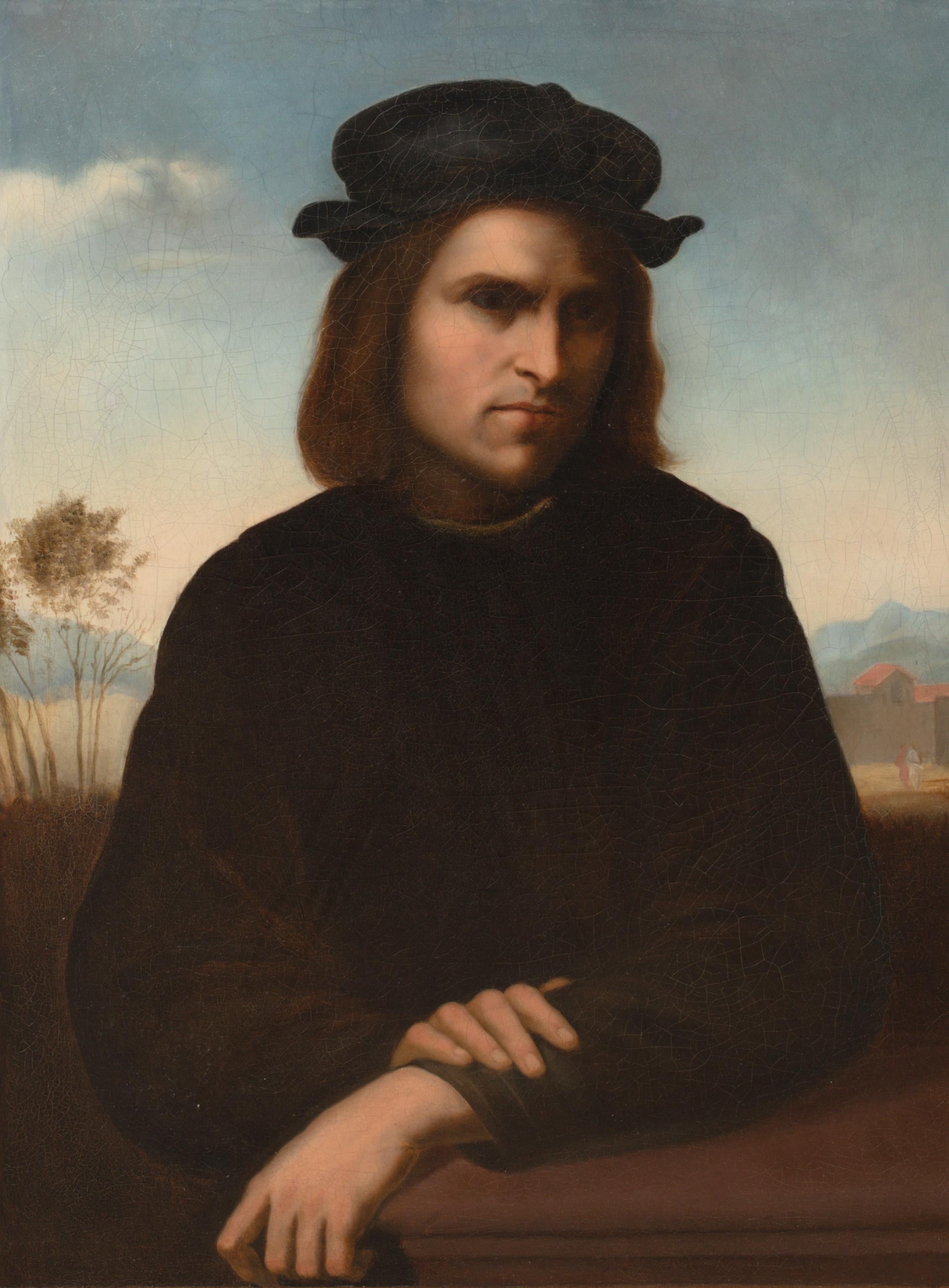 Portrait d'un homme, 17e/18e siècle d'après Franciabigio (1482-1525) - Marron Portrait Painting par Unknown