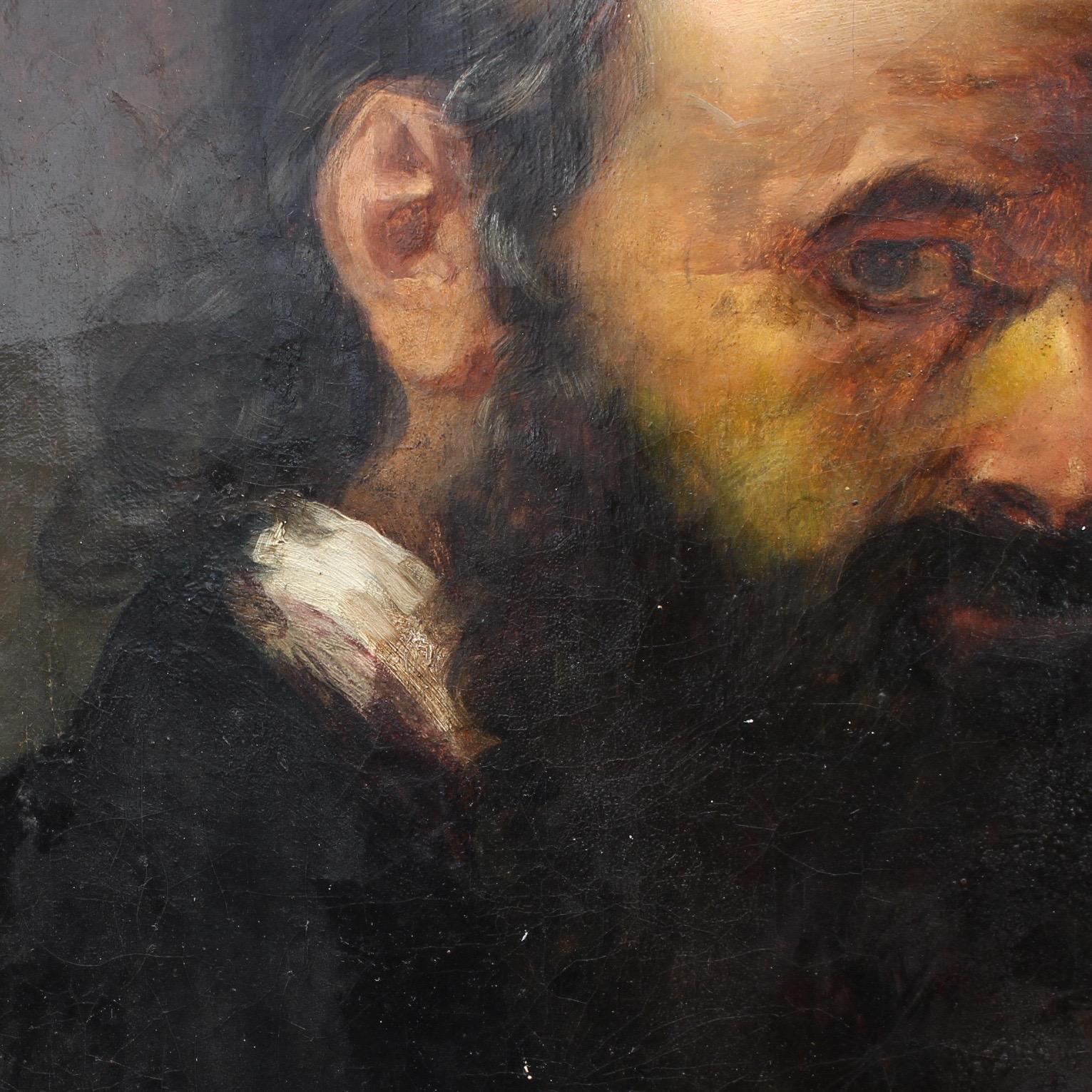 'Portrait of a Man', 19th Century French Oil Painting - Black Portrait Painting by Unknown