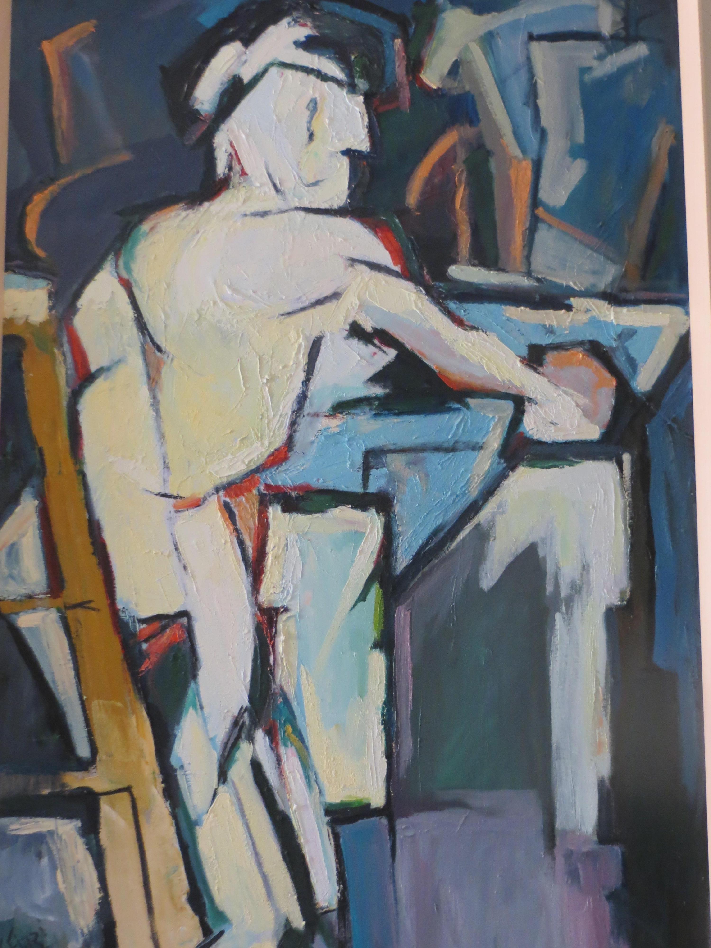Ritratto di uomo Pittura astratta di Eric K. Fiazi - Painting Contemporaneo di Unknown