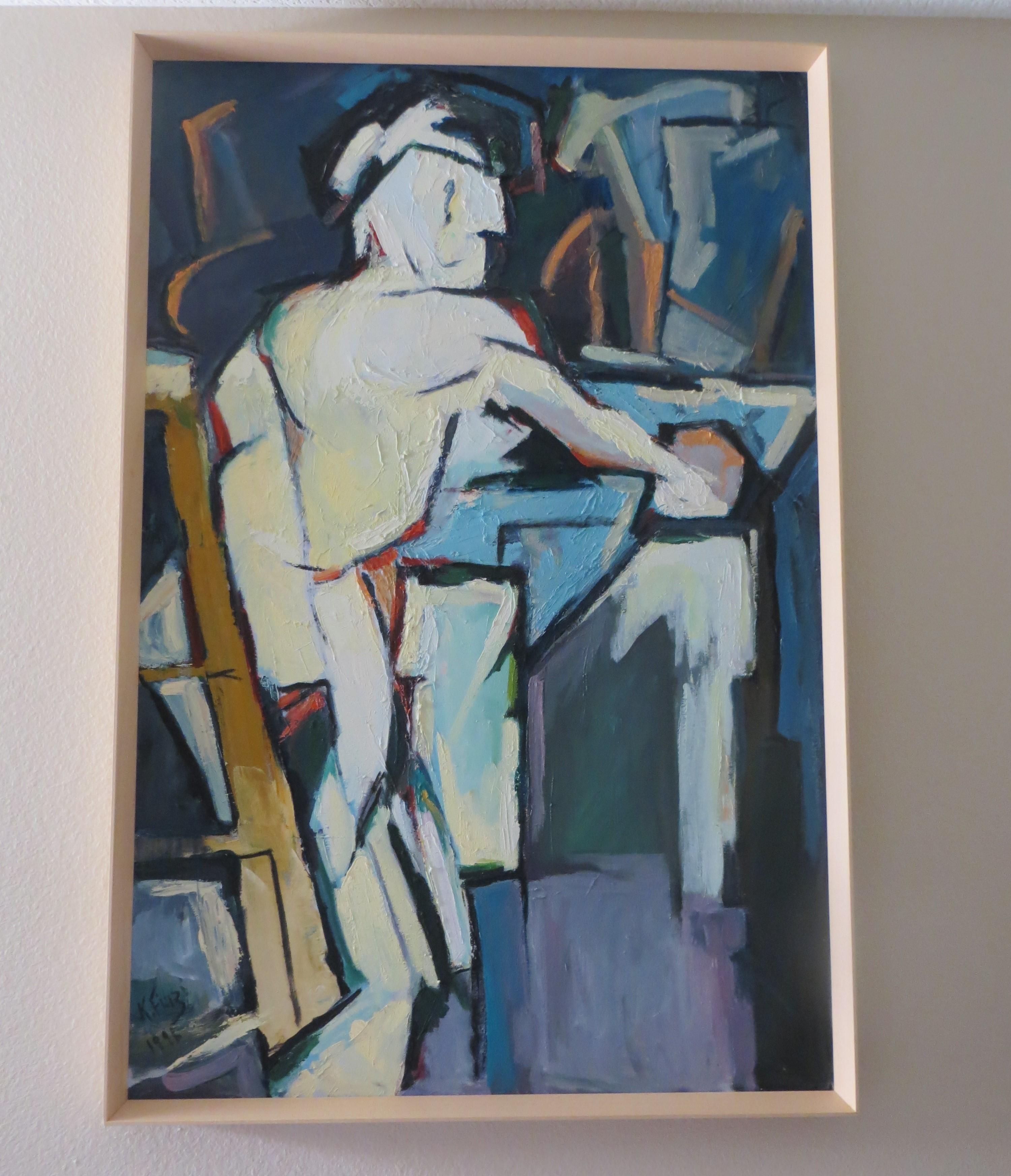Figurative Painting di Unknown - Ritratto di uomo Pittura astratta di Eric K. Fiazi