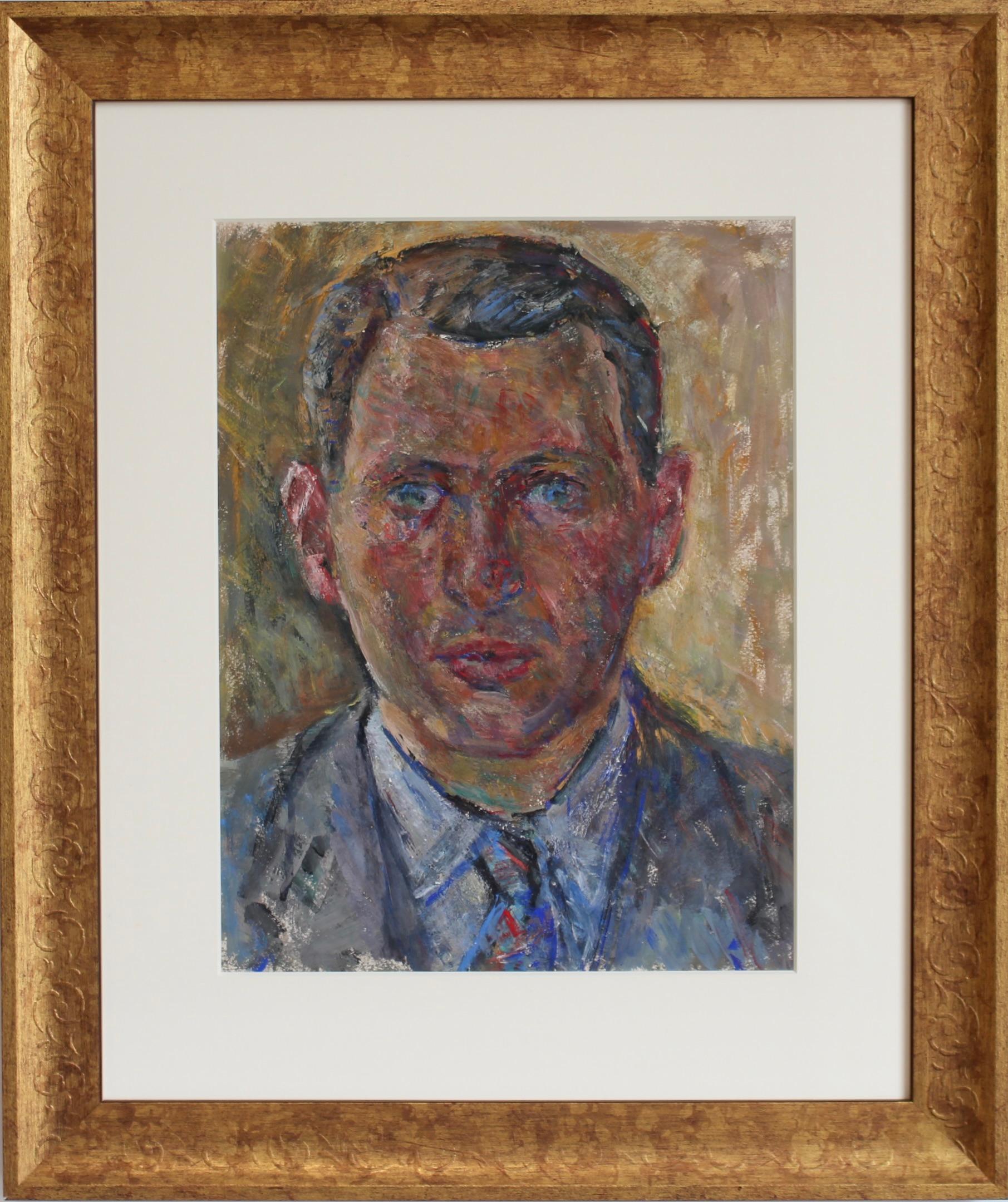 Unknown Figurative Painting – Porträt eines Mannes", Französische Schule (ca. 1970er Jahre)