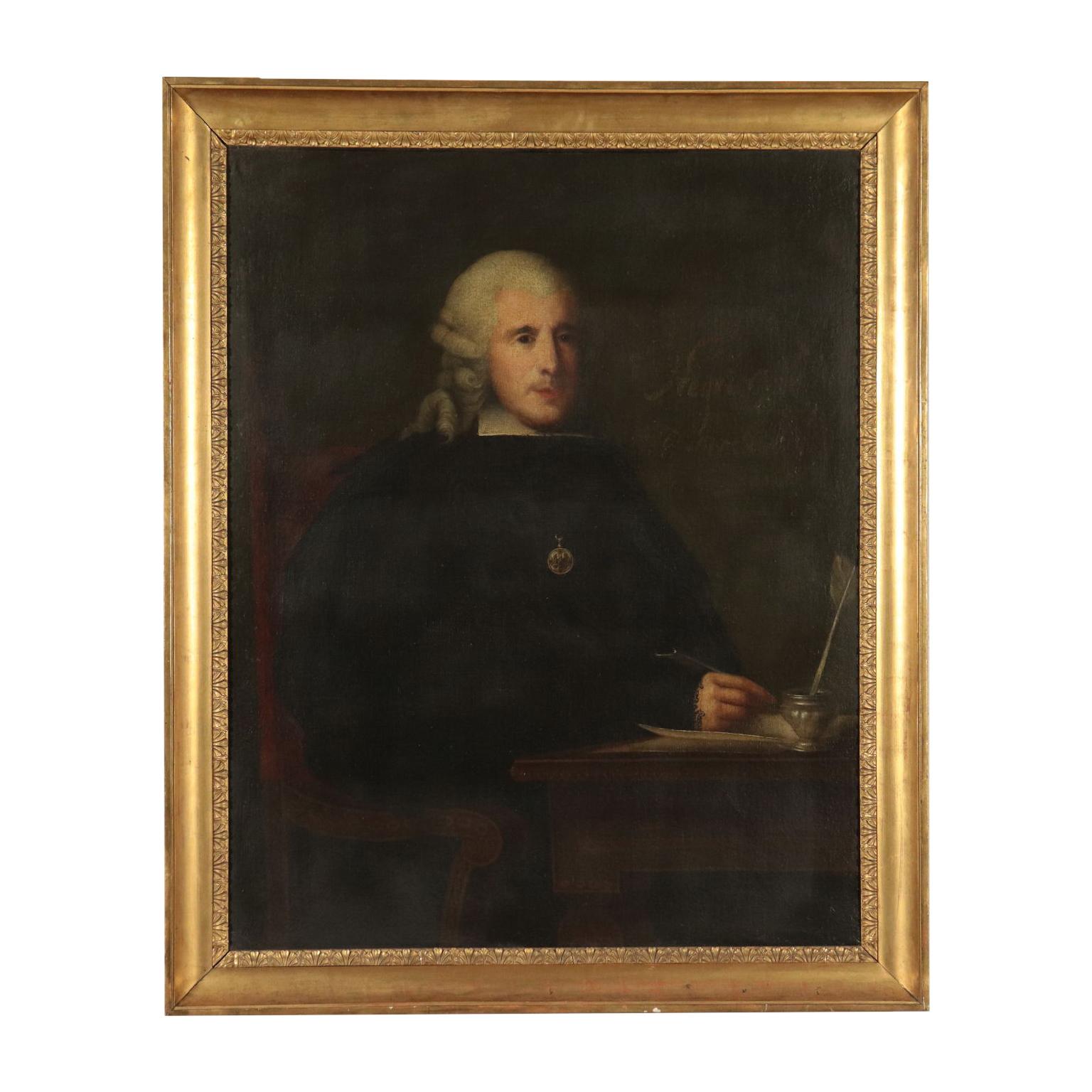 Unknown Portrait Painting - Portrait Of A Man Oil On Canvas 18th Century