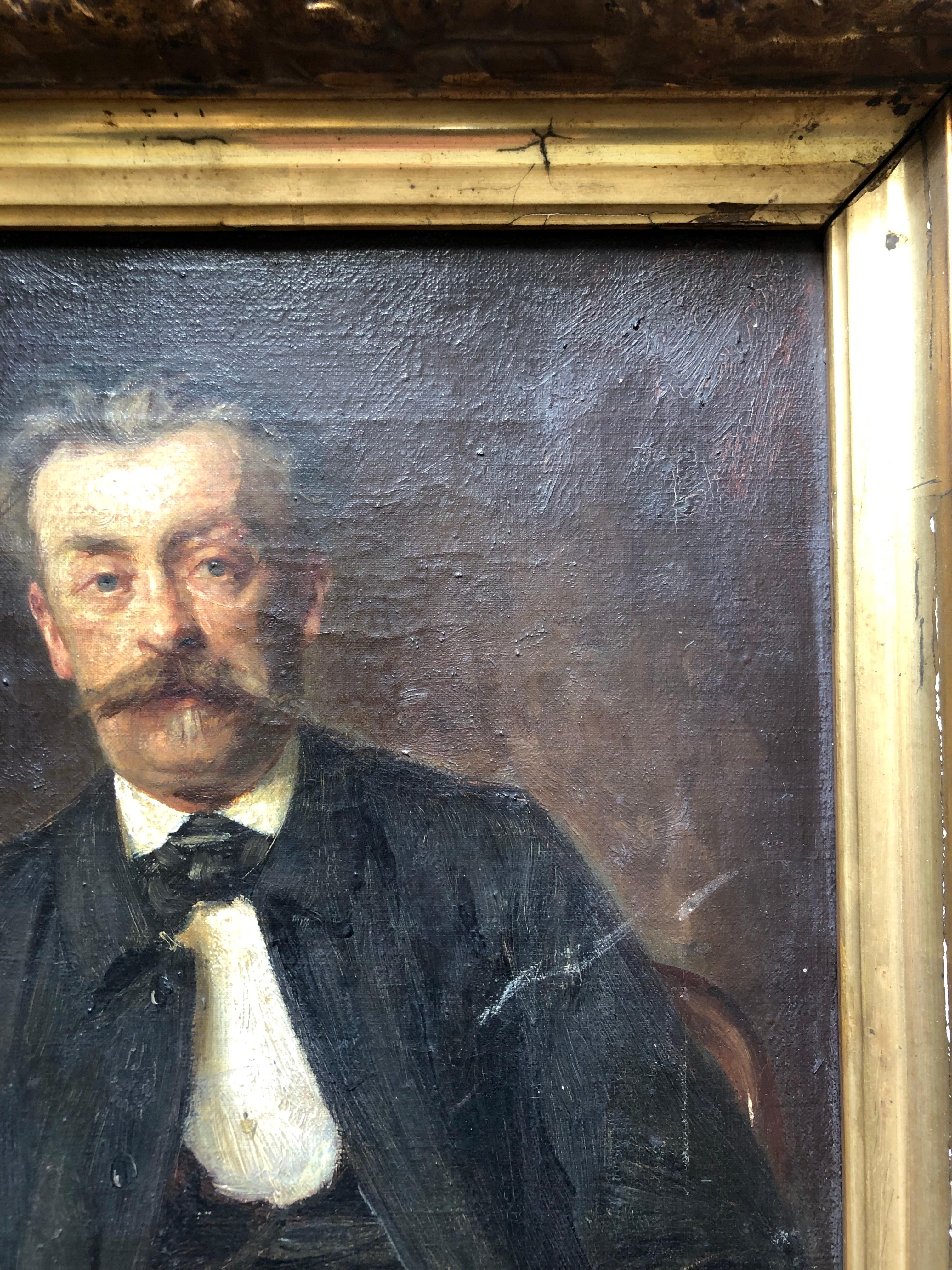 Portrait Of A Man, Oil On Canvas 19th Century, Signature To Identify 1