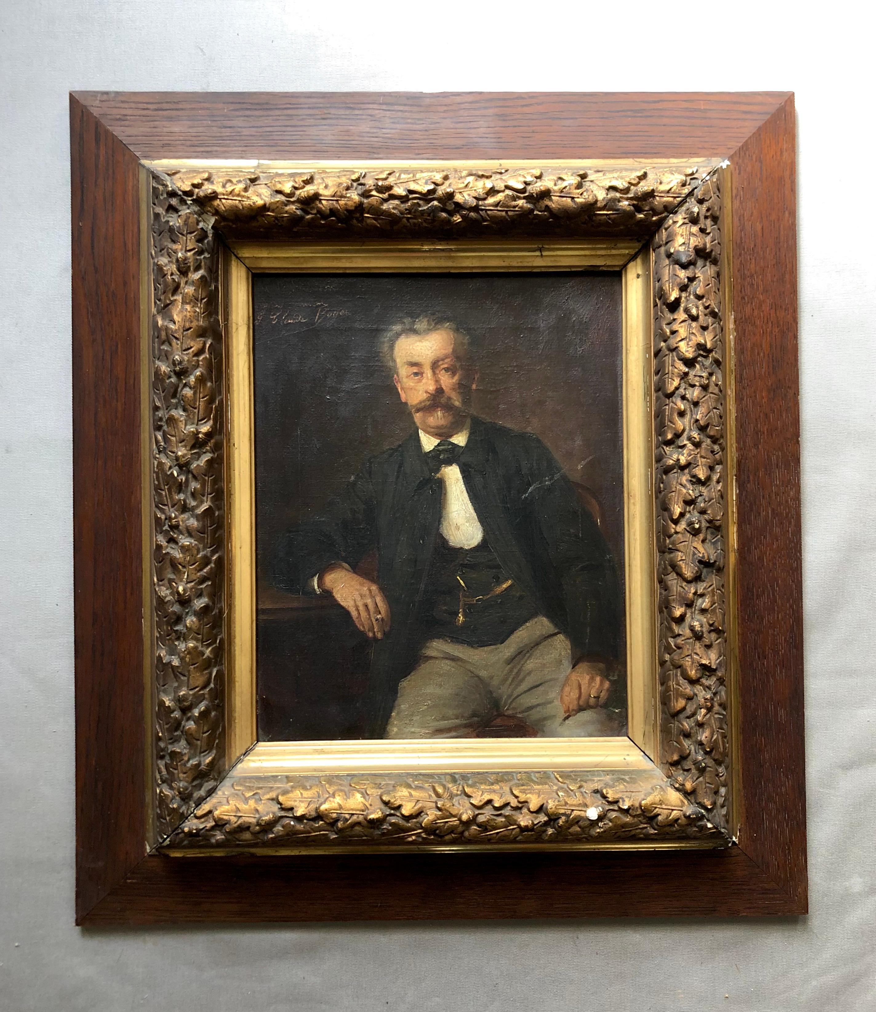 Unknown Portrait Painting - Portrait Of A Man, Oil On Canvas 19th Century, Signature To Identify
