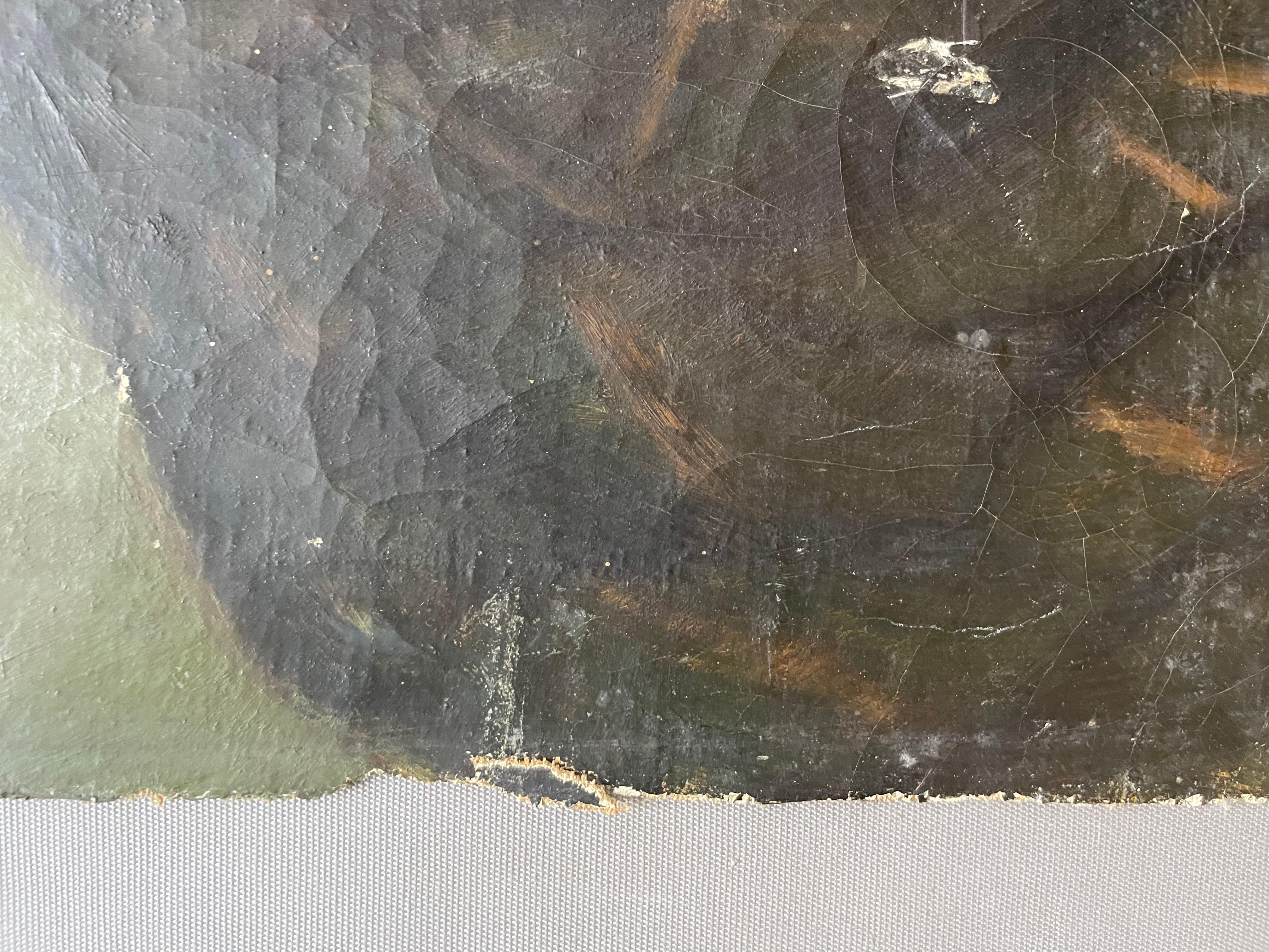 Portrait d'un homme au chapeau, huile sur toile, fin du XIXe siècle en vente 6