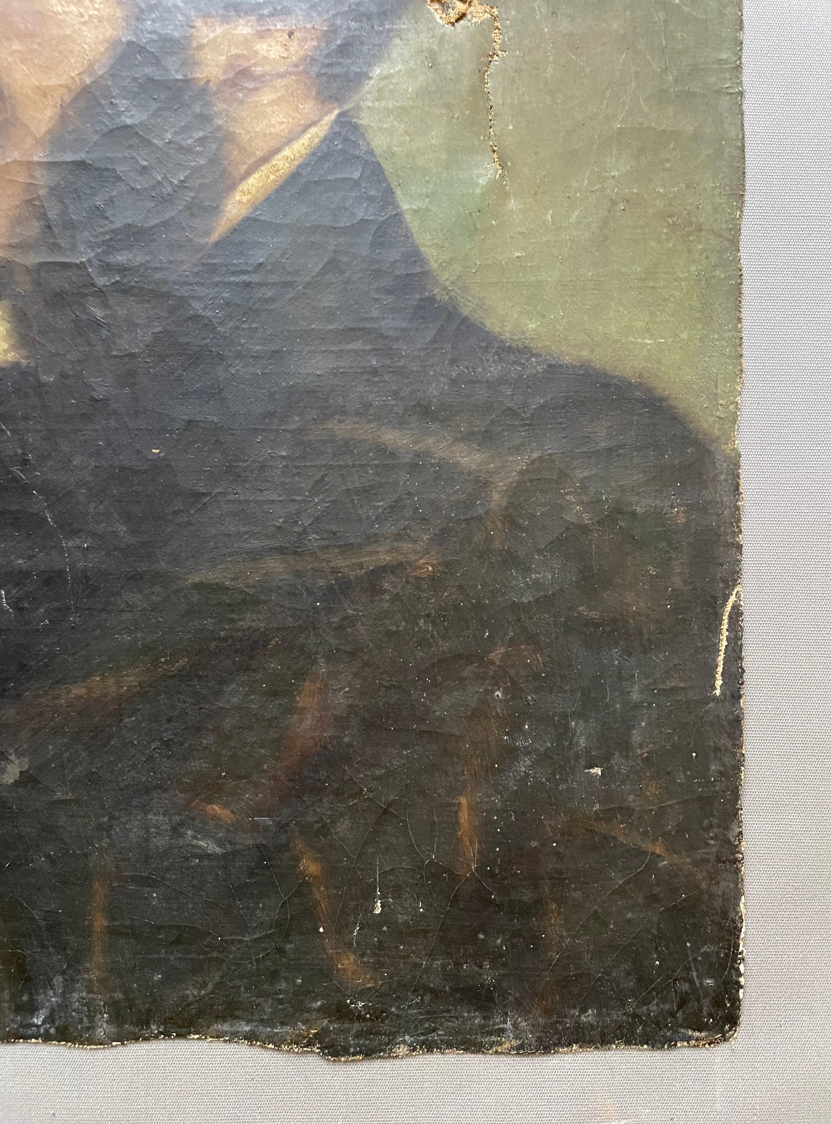 Portrait d'un homme au chapeau, huile sur toile, fin du XIXe siècle en vente 1