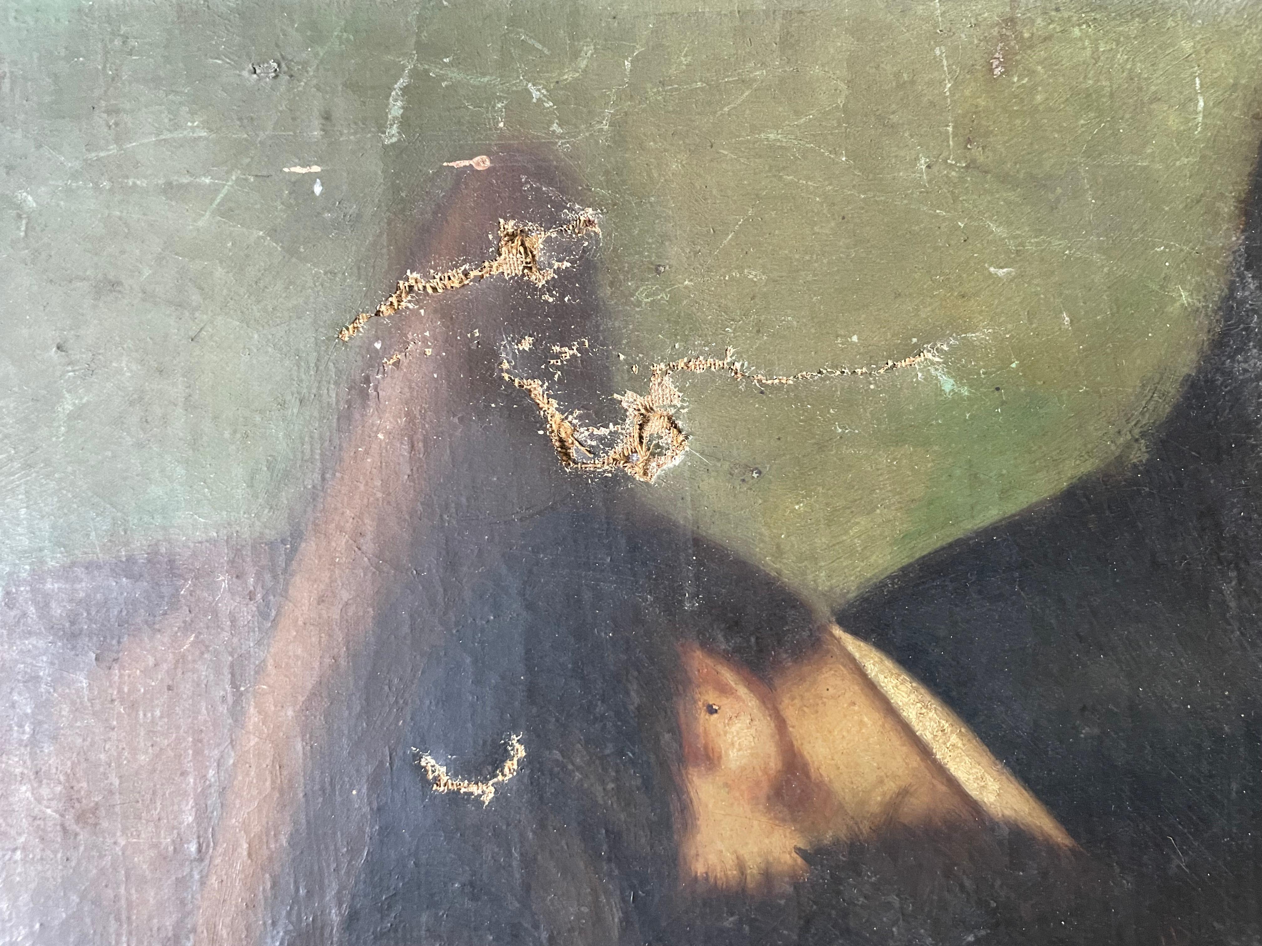 Portrait d'un homme au chapeau, huile sur toile, fin du XIXe siècle en vente 3