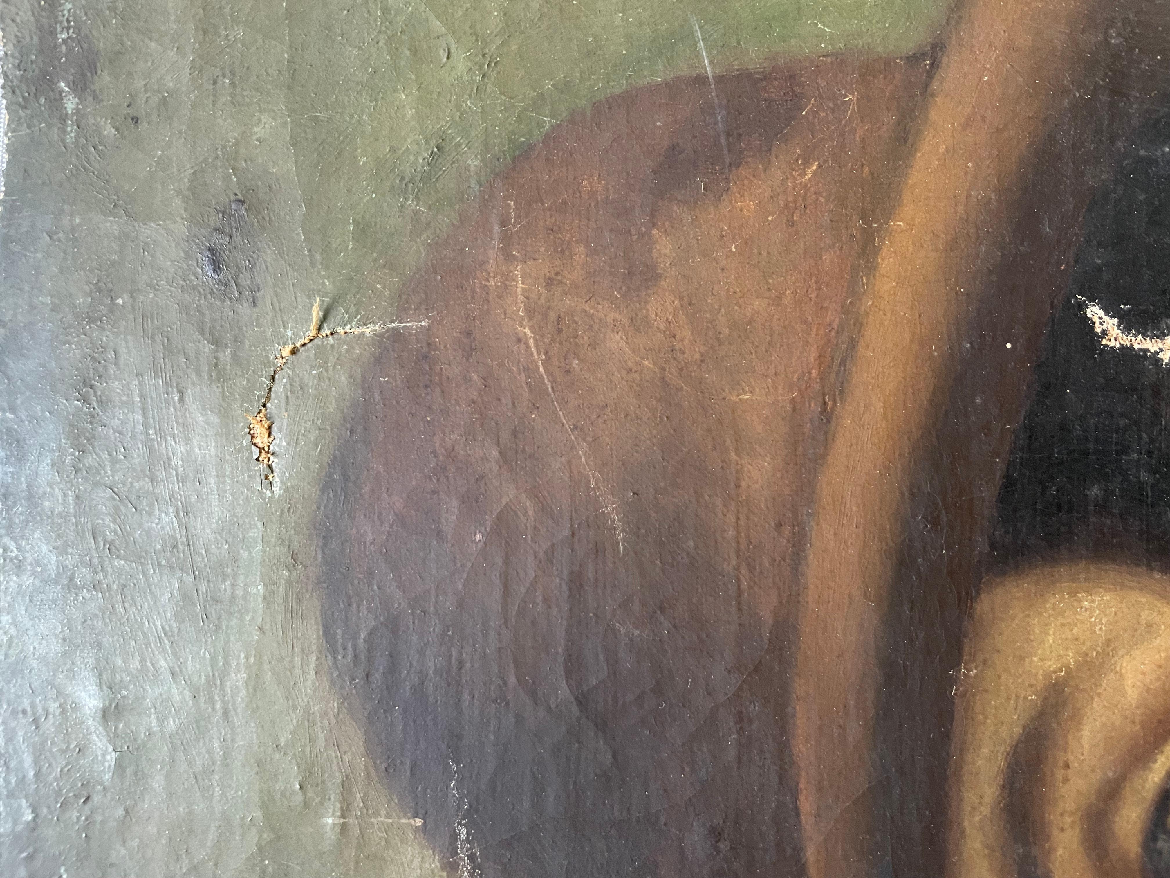 Portrait d'un homme au chapeau, huile sur toile, fin du XIXe siècle en vente 4